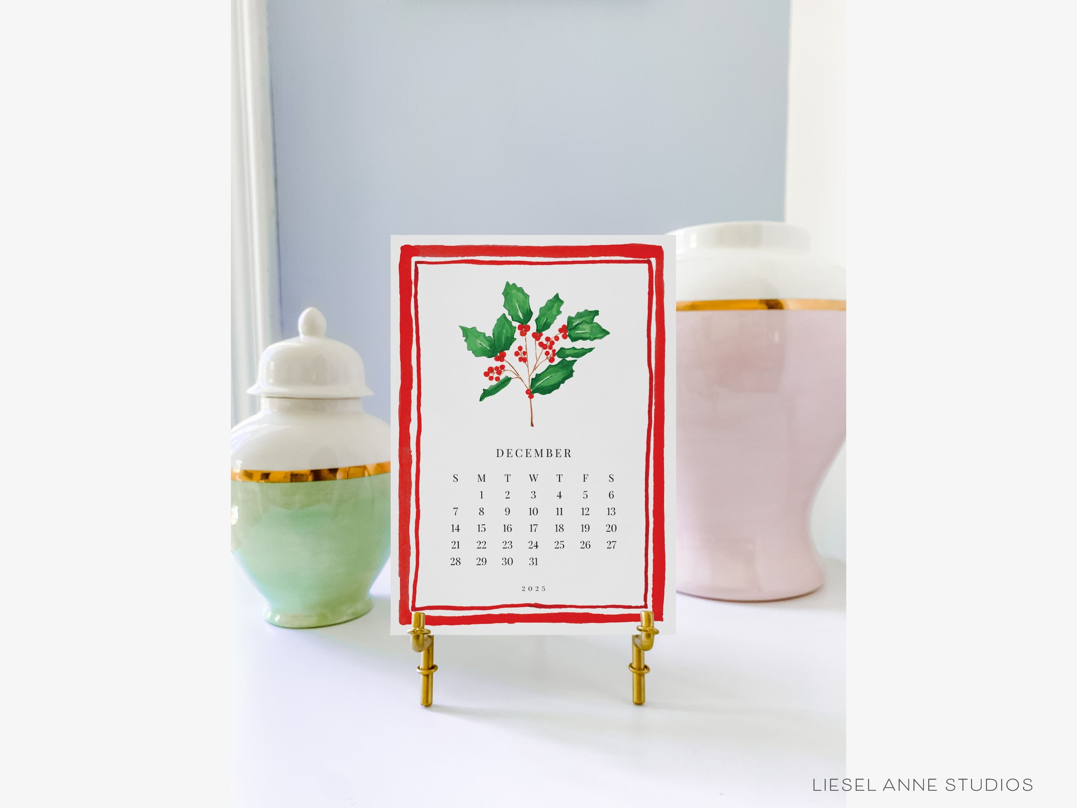 Botanical Birth Month Flower 2025 Watercolor Desk Calendar-These calendars feature our hand-painted watercolor botanical birth month flower art prints for each month, printed in the USA on a beautiful high quality 120lb paper with an eggshell finish. They come with beautifully designed backs that can be used as art prints and makes a great gift for the desktop calendar lover in your life.-The Singing Little Bird