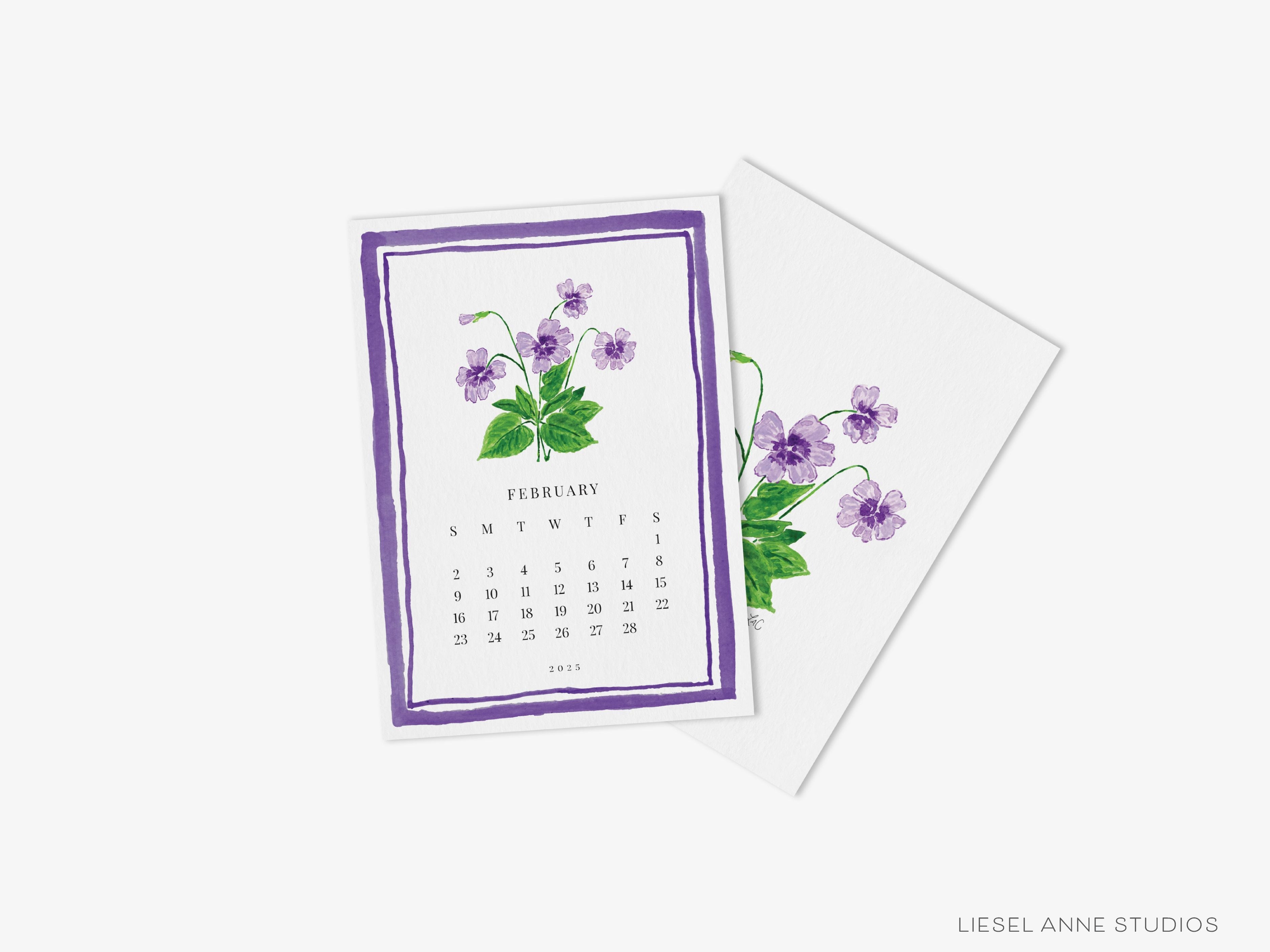 Botanical Birth Month Flower 2025 Watercolor Desk Calendar-These calendars feature our hand-painted watercolor botanical birth month flower art prints for each month, printed in the USA on a beautiful high quality 120lb paper with an eggshell finish. They come with beautifully designed backs that can be used as art prints and makes a great gift for the desktop calendar lover in your life.-The Singing Little Bird