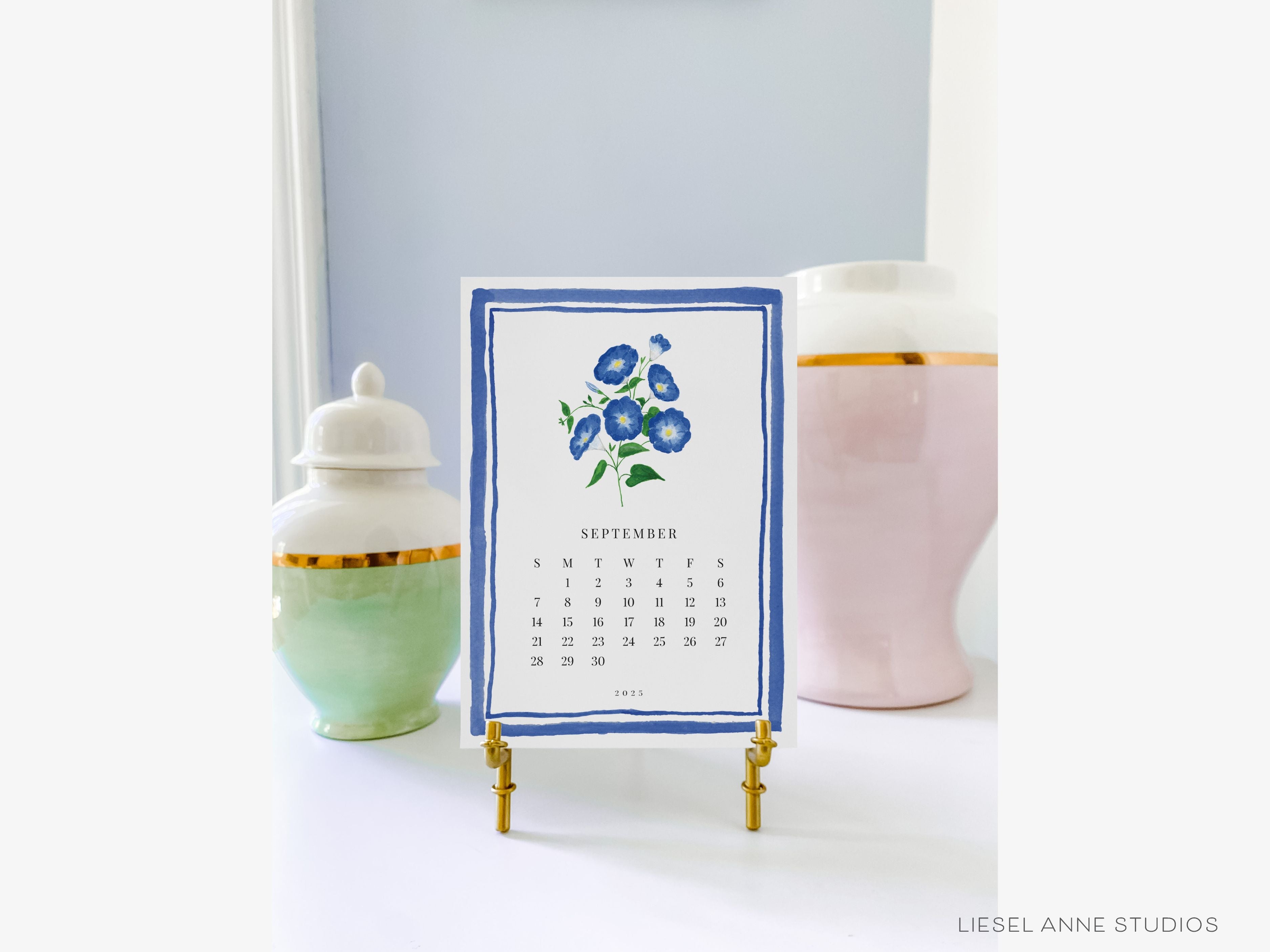 Botanical Birth Month Flower 2025 Watercolor Desk Calendar-These calendars feature our hand-painted watercolor botanical birth month flower art prints for each month, printed in the USA on a beautiful high quality 120lb paper with an eggshell finish. They come with beautifully designed backs that can be used as art prints and makes a great gift for the desktop calendar lover in your life.-The Singing Little Bird