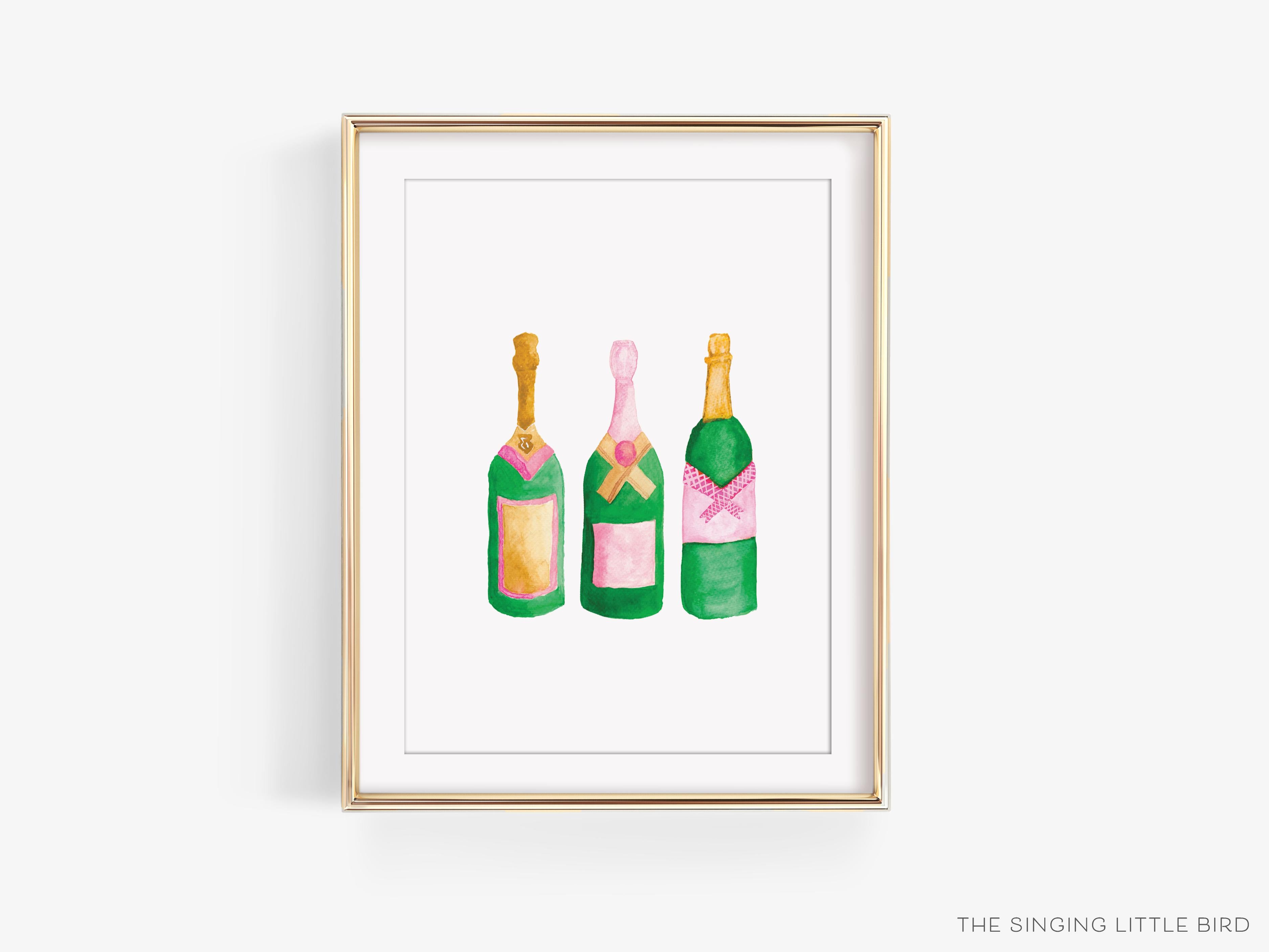 Champagne Bottle Art Print-This watercolor art print features our hand-painted champagne bottles, printed in the USA on 120lb high quality art paper. This makes a great gift or wall decor for the bubbly lover in your life.-The Singing Little Bird