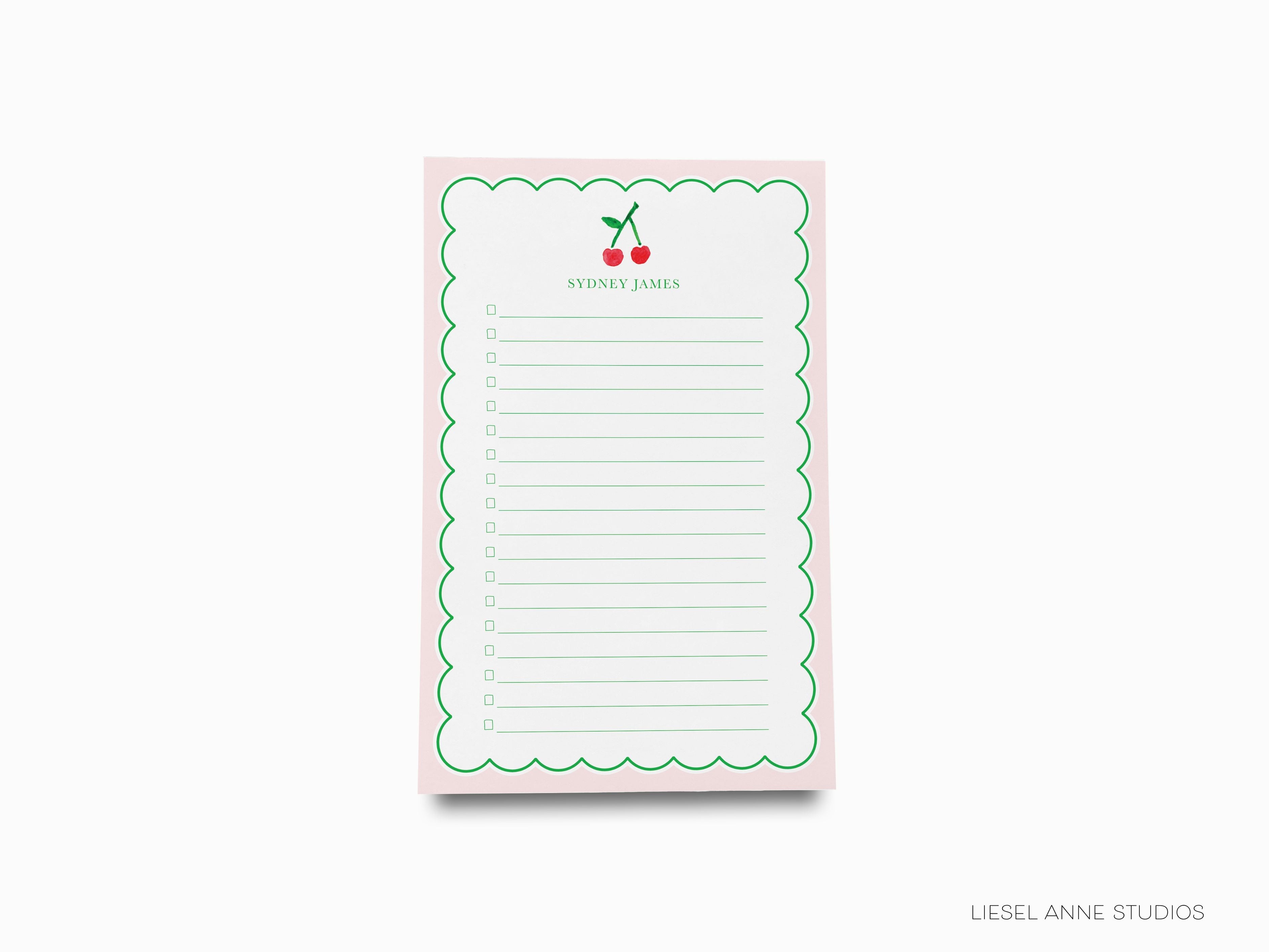 Cherry Notepad-These personalized notepads feature our hand-painted watercolor cherry, printed in the USA on a beautiful smooth stock. You choose which size you want (or bundled together for a beautiful gift set) and makes a great gift for the checklist and fruit lover in your life.-The Singing Little Bird