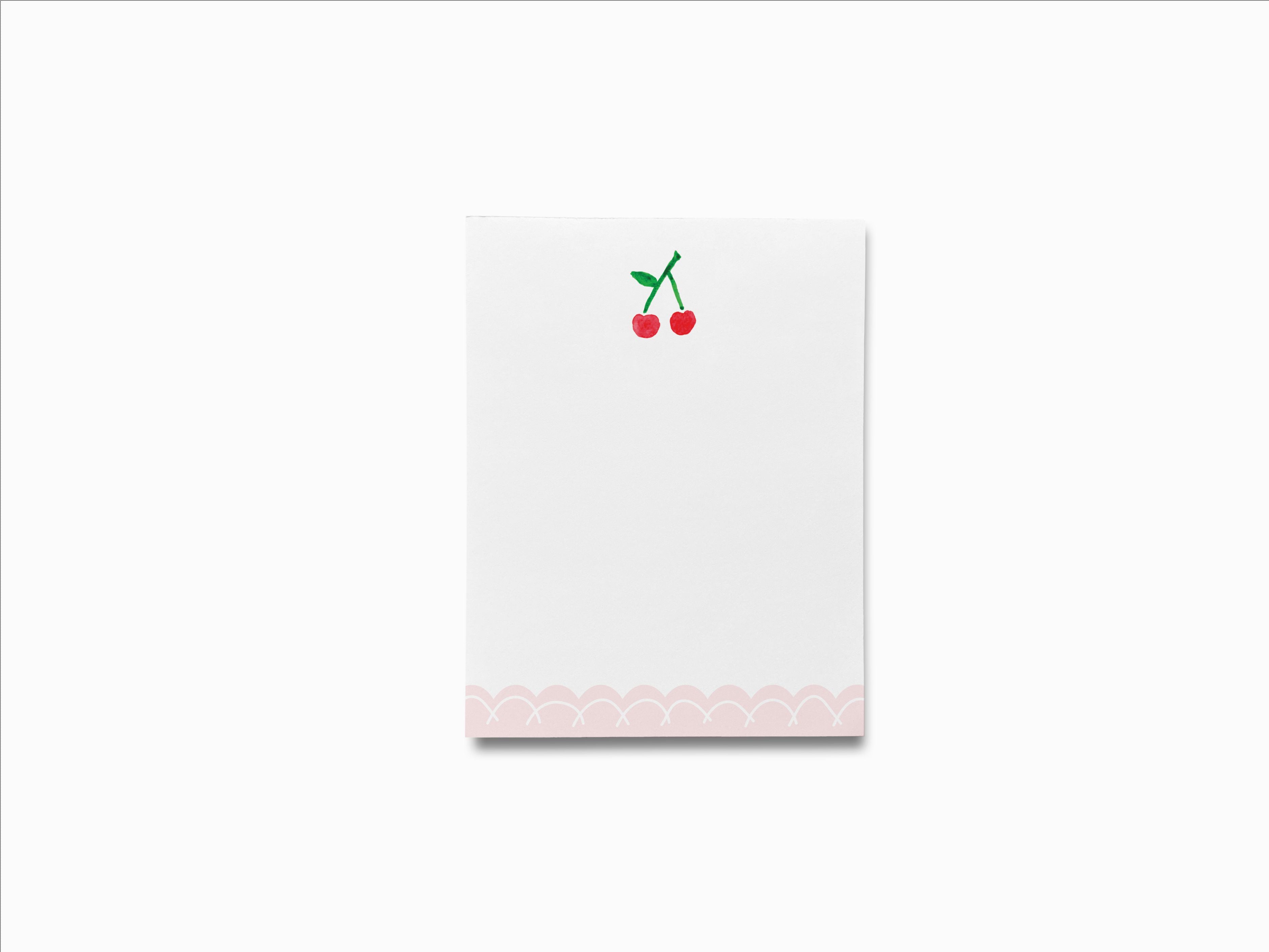 Cherry Notepad-These notepads feature our hand-painted watercolor cherry, printed in the USA on a beautiful smooth stock. You choose which size you want (or bundled together for a beautiful gift set) and makes a great gift for the checklist and fruitlover in your life.-The Singing Little Bird