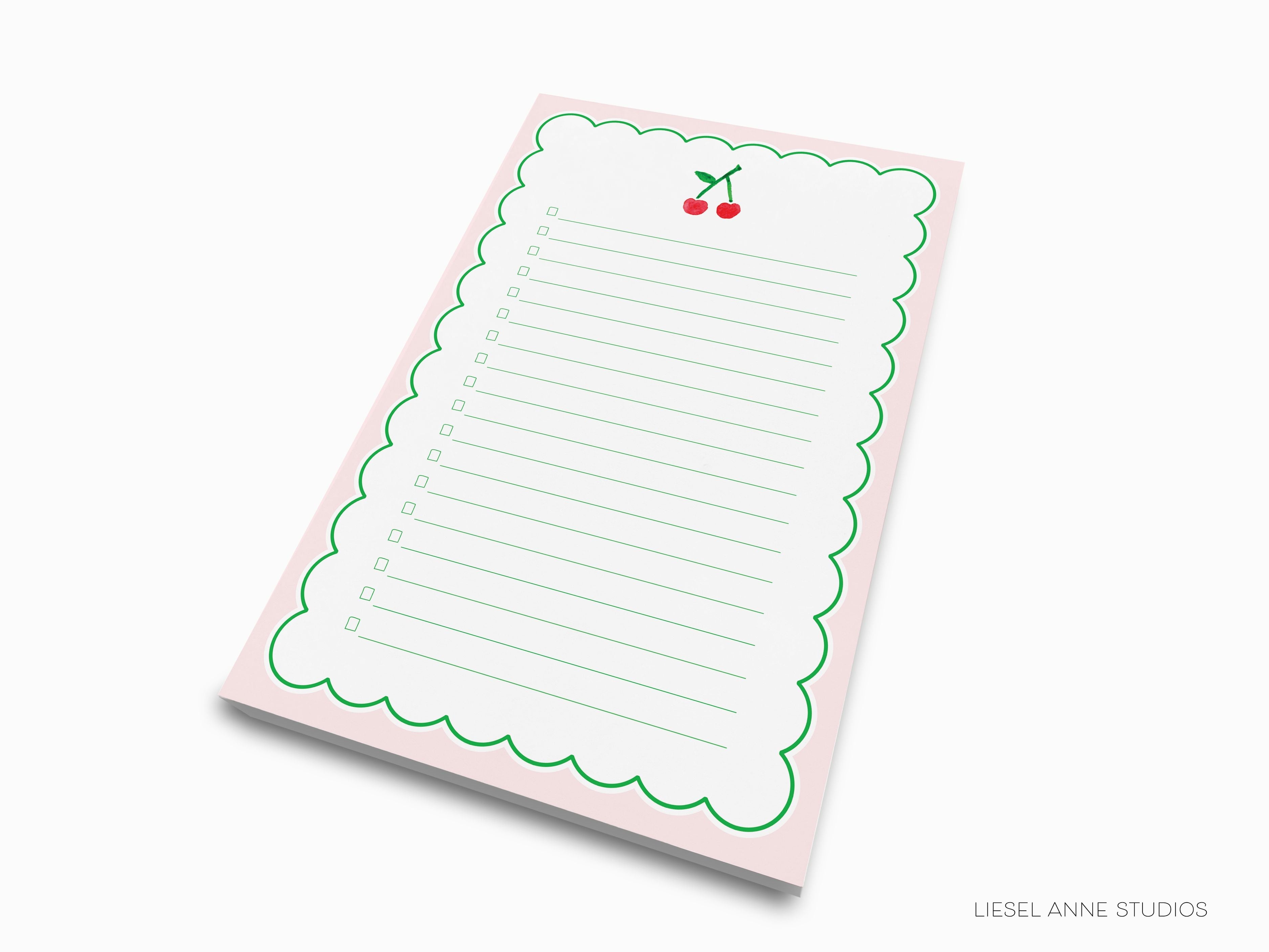 Cherry Notepad-These notepads feature our hand-painted watercolor cherry, printed in the USA on a beautiful smooth stock. You choose which size you want (or bundled together for a beautiful gift set) and makes a great gift for the checklist and fruitlover in your life.-The Singing Little Bird