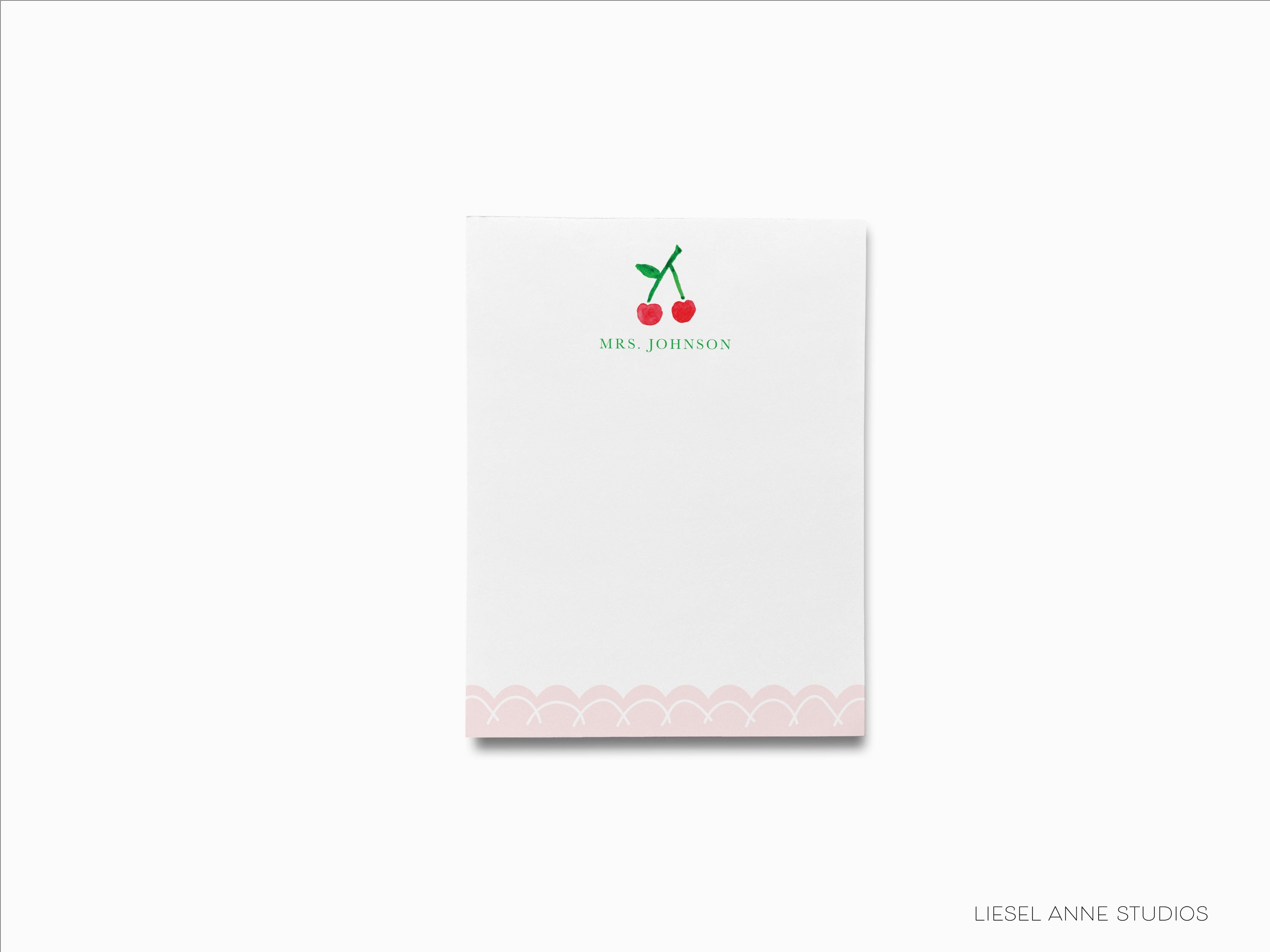 Cherry Notepad-These personalized notepads feature our hand-painted watercolor cherry, printed in the USA on a beautiful smooth stock. You choose which size you want (or bundled together for a beautiful gift set) and makes a great gift for the checklist and fruit lover in your life.-The Singing Little Bird