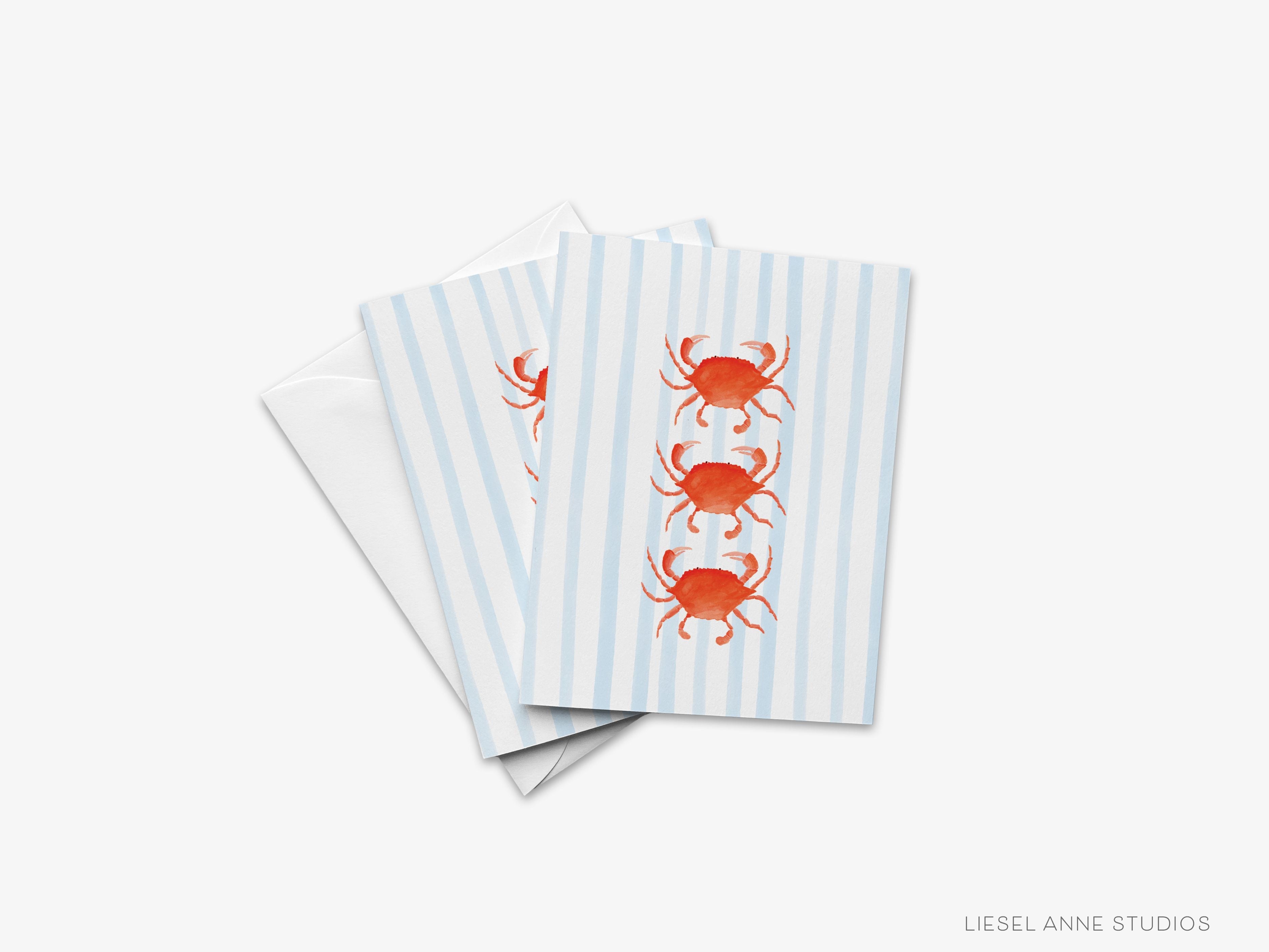 Crab Greeting Card-These folded graduation cards are 4.25x5.5 and feature our hand-painted watercolor crab, printed in the USA on 100lb textured stock. They come with a White envelope and make a great congrats card for the ocean lover in your life.-The Singing Little Bird