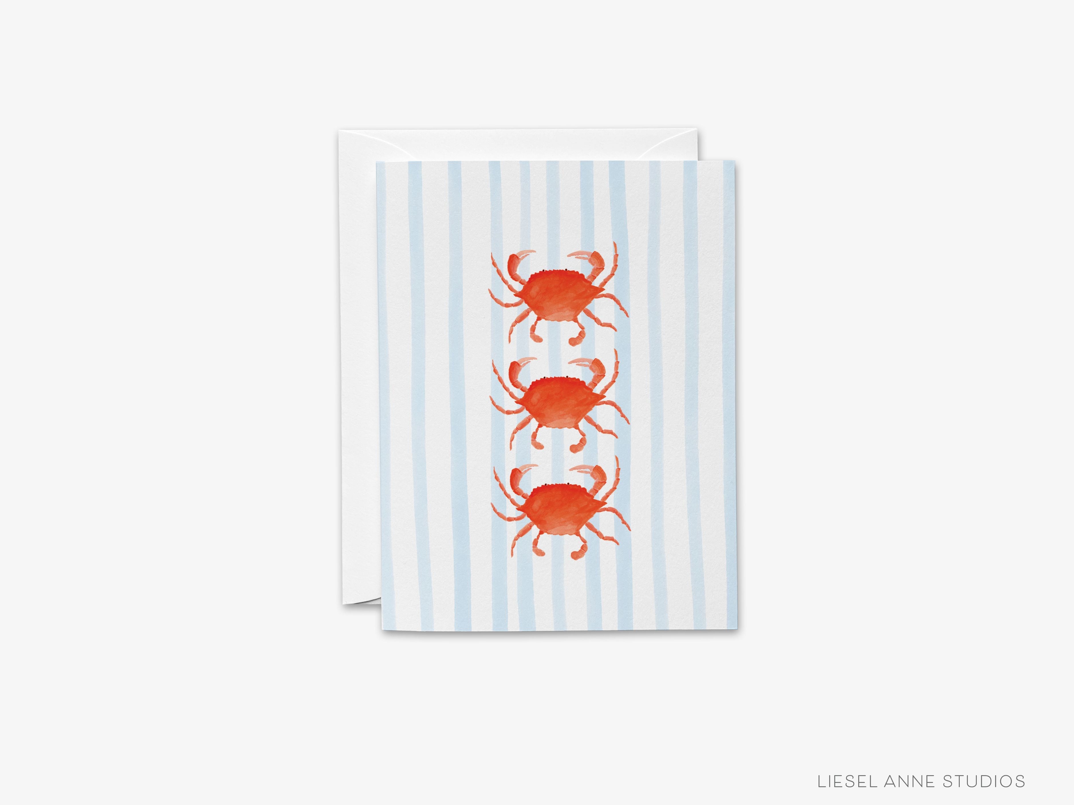 Crab Greeting Card-These folded graduation cards are 4.25x5.5 and feature our hand-painted watercolor crab, printed in the USA on 100lb textured stock. They come with a White envelope and make a great congrats card for the ocean lover in your life.-The Singing Little Bird