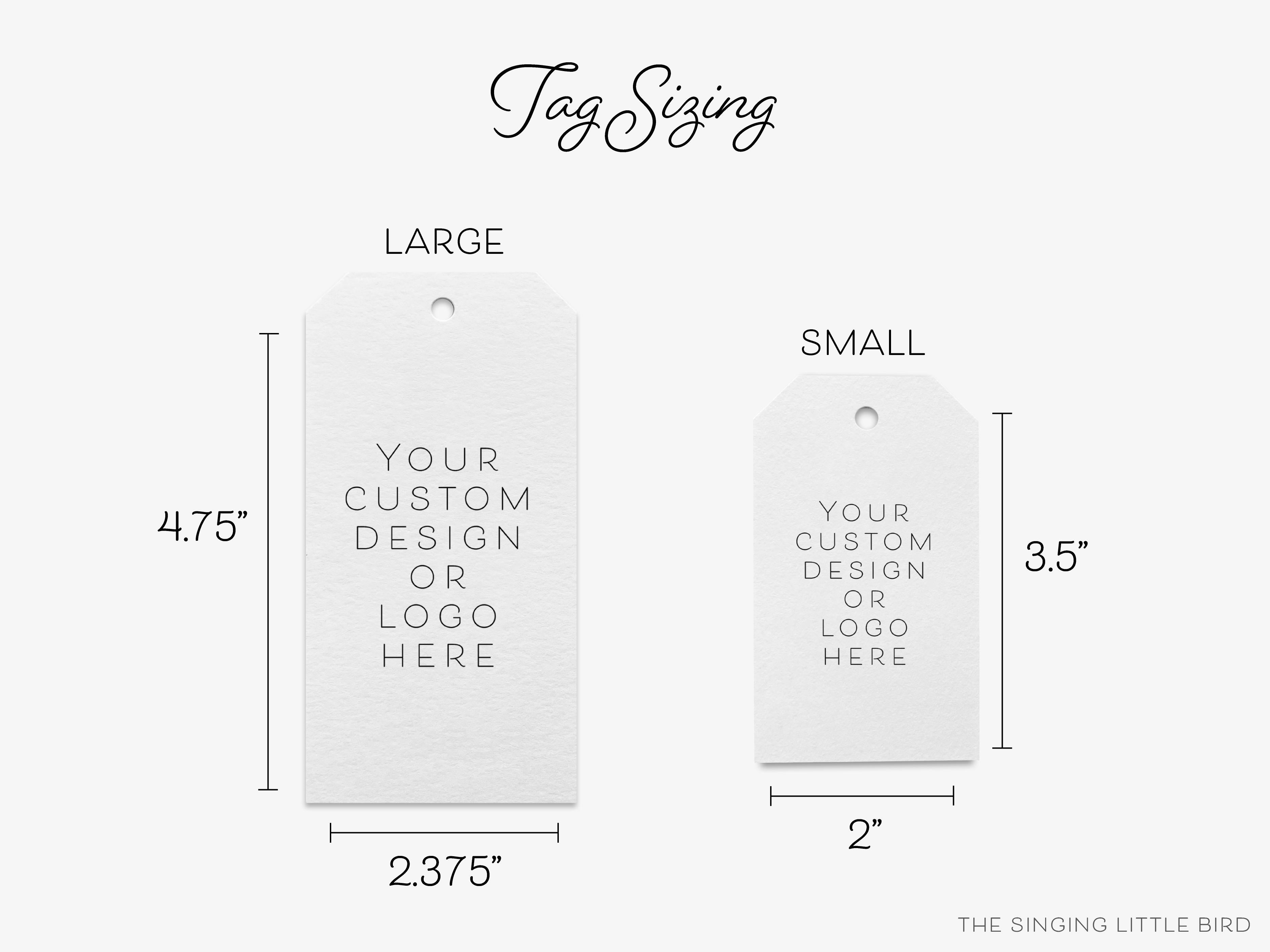 Custom Design Gift Tags-These gift tags come in sets, hole-punched with white twine and feature your custom design or logo, printed in the USA on 120lb textured stock. They make great tags for gifting or gifts for the loved ones in your life.-The Singing Little Bird