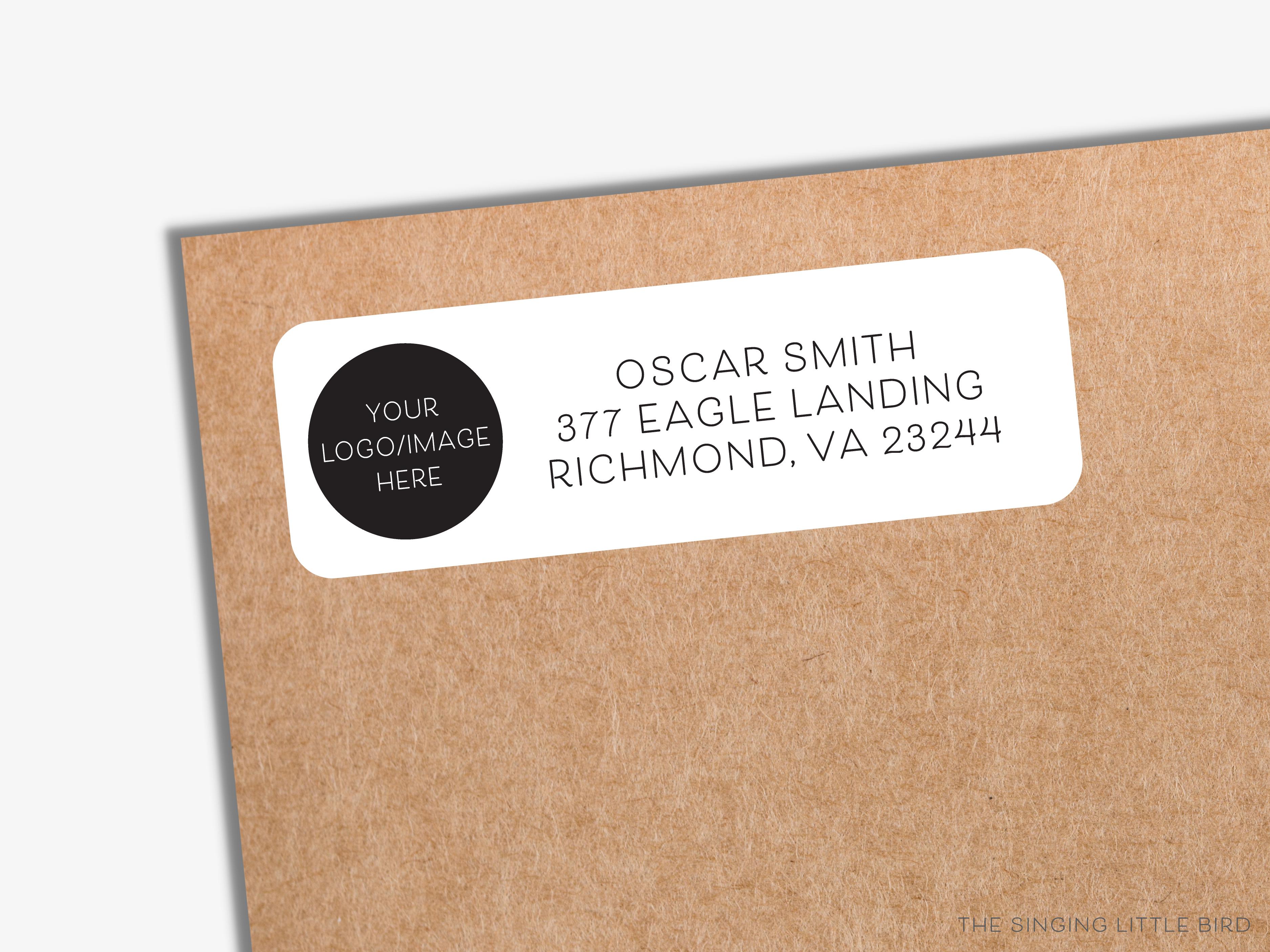 Custom Design Return Address Labels-These personalized return address labels are 2.625" x 1" and feature your custom design or logo, printed in the USA on beautiful matte finish labels. These make great gifts for yourself or your business.-The Singing Little Bird