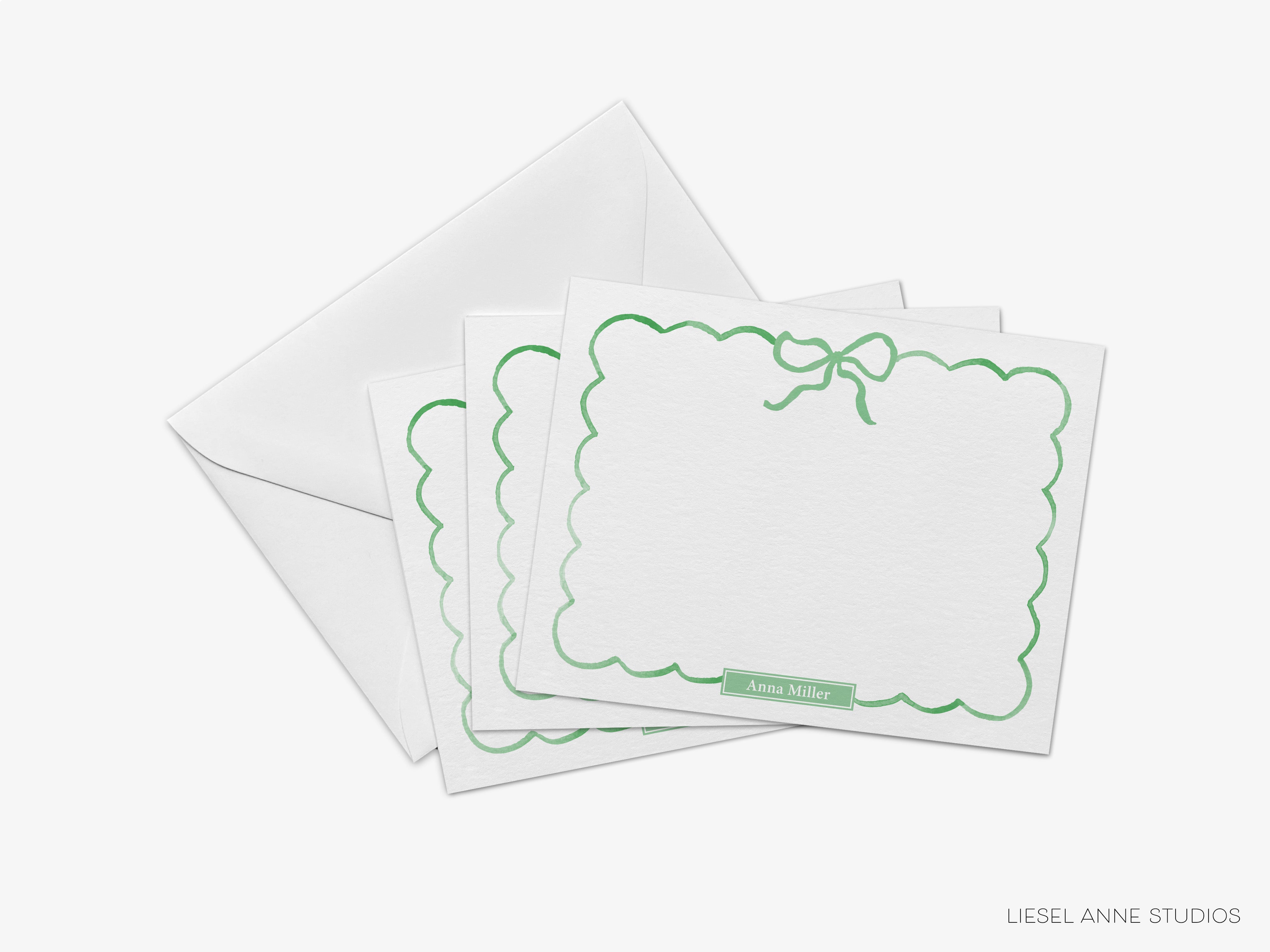 Personalized Green Bow Flat Notes