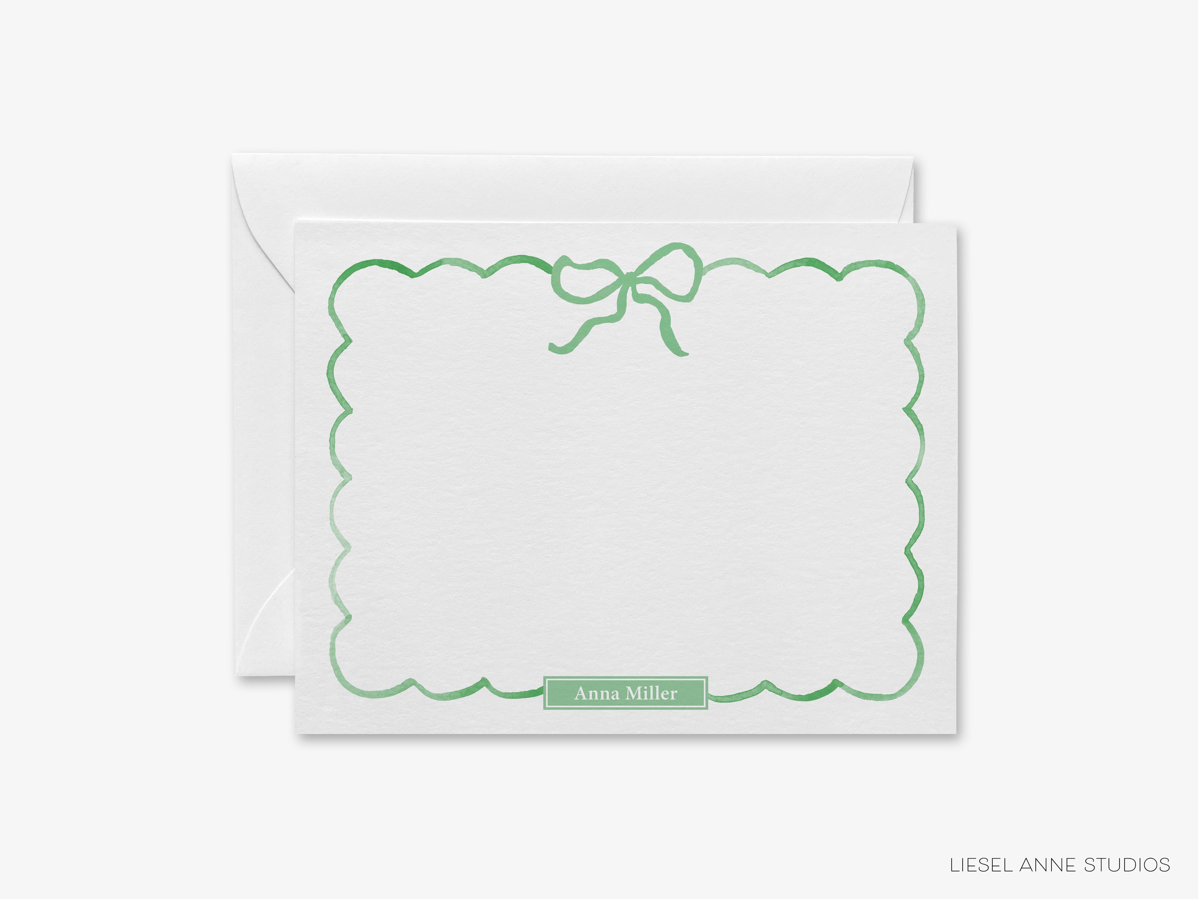 Personalized Green Bow Flat Notes