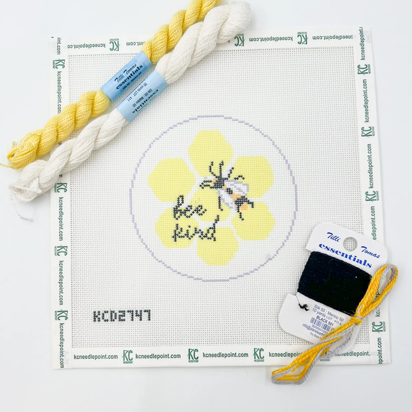 Bee Kind Round Needlepoint Canvas & Kit