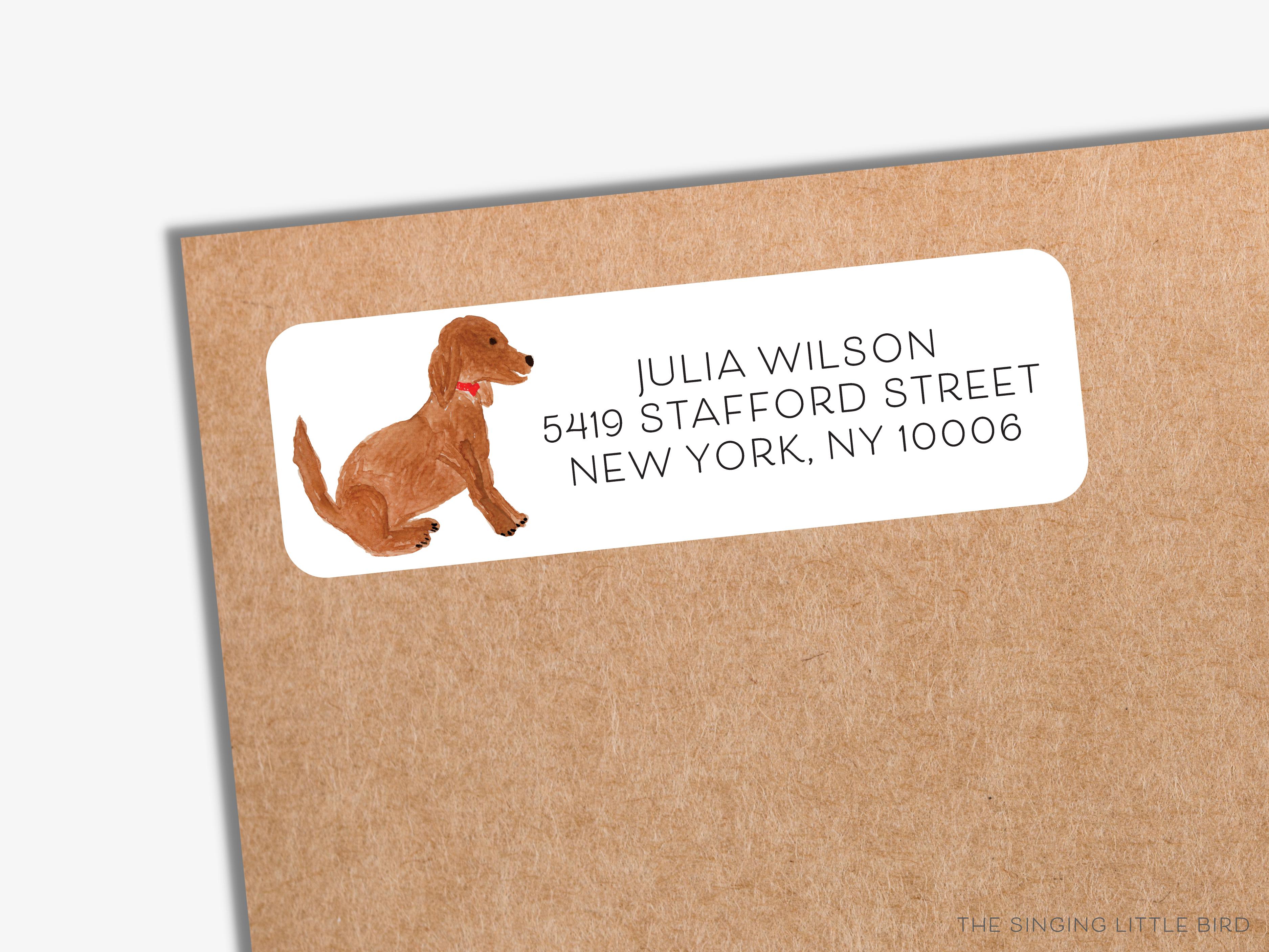 Dog Lover Return Address Labels-These personalized return address labels are 2.625" x 1" and feature our hand-painted watercolor dog, printed in the USA on beautiful matte finish labels. These make great gifts for yourself or the animal lover.-The Singing Little Bird