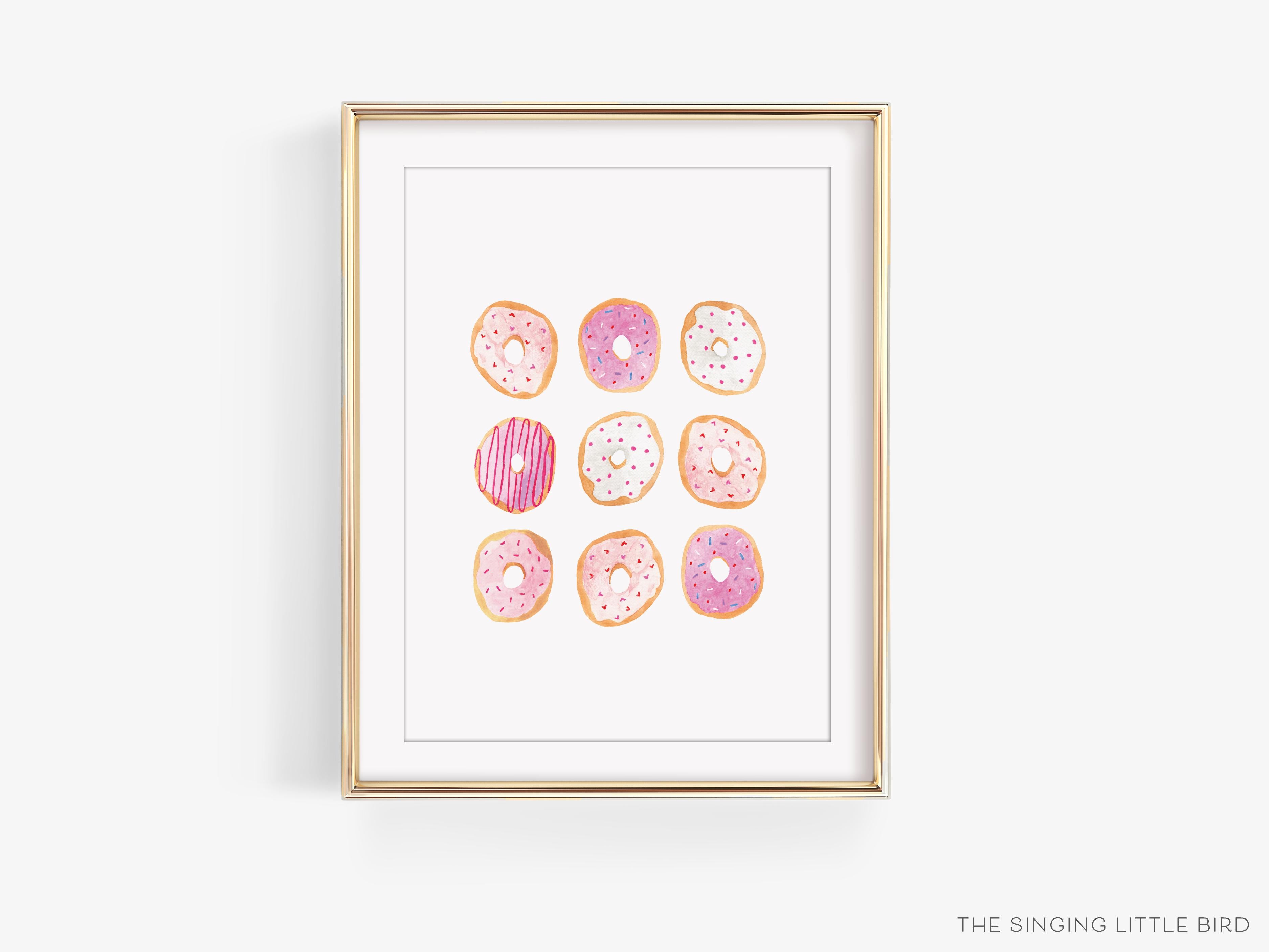 Donut Art Print-This watercolor art print features our hand-painted Donuts, printed in the USA on 120lb high quality art paper. This makes a great gift or wall decor for the sweet tooth lover in your life.-The Singing Little Bird