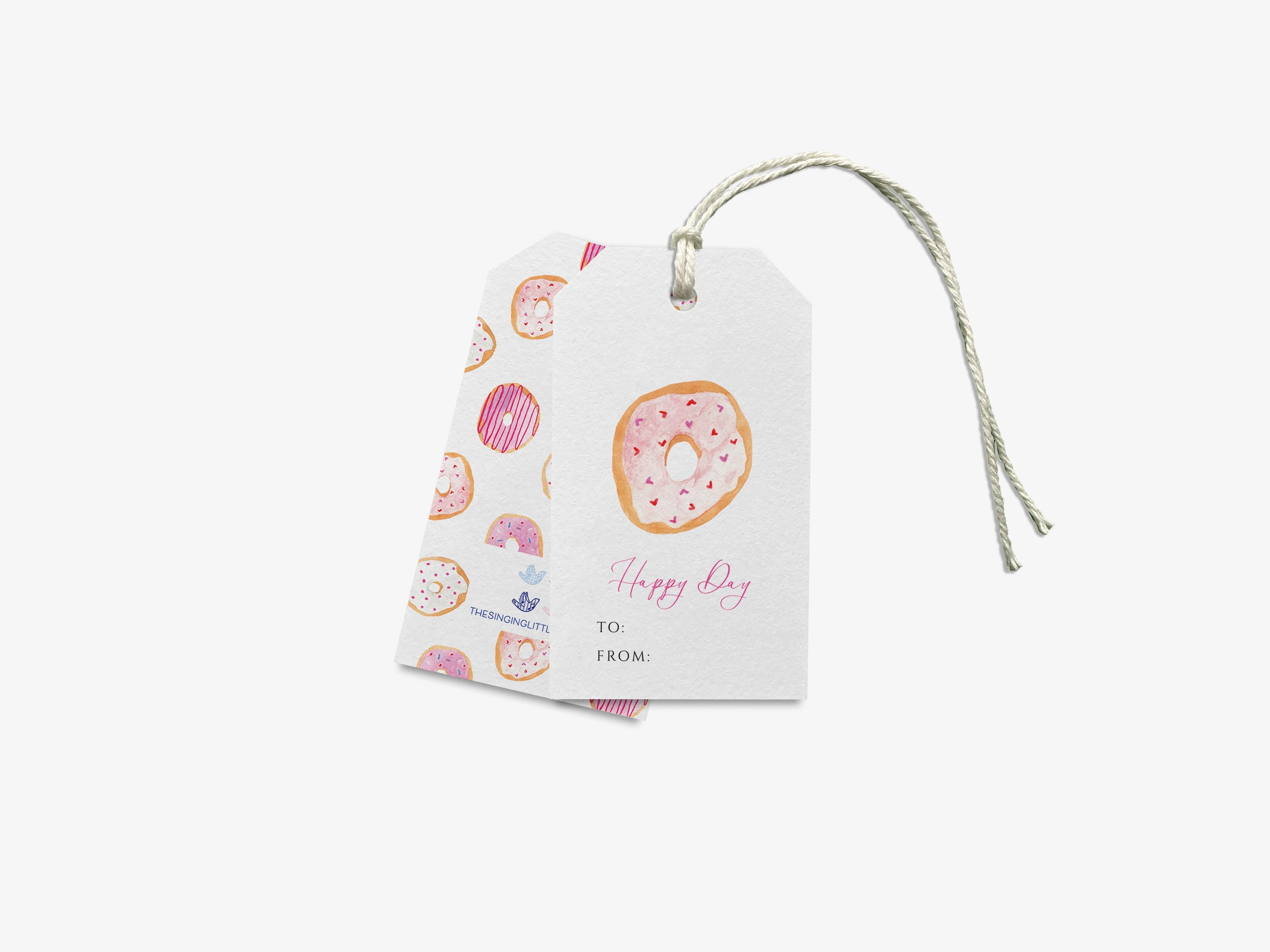 Donut Gift Tags [Set of 8]-These gift tags come in sets, hole-punched with white twine and feature our hand-painted watercolor donuts, printed in the USA on 120lb textured stock. They make great tags for gifting or gifts for the sweet tooth lover in your life.-The Singing Little Bird