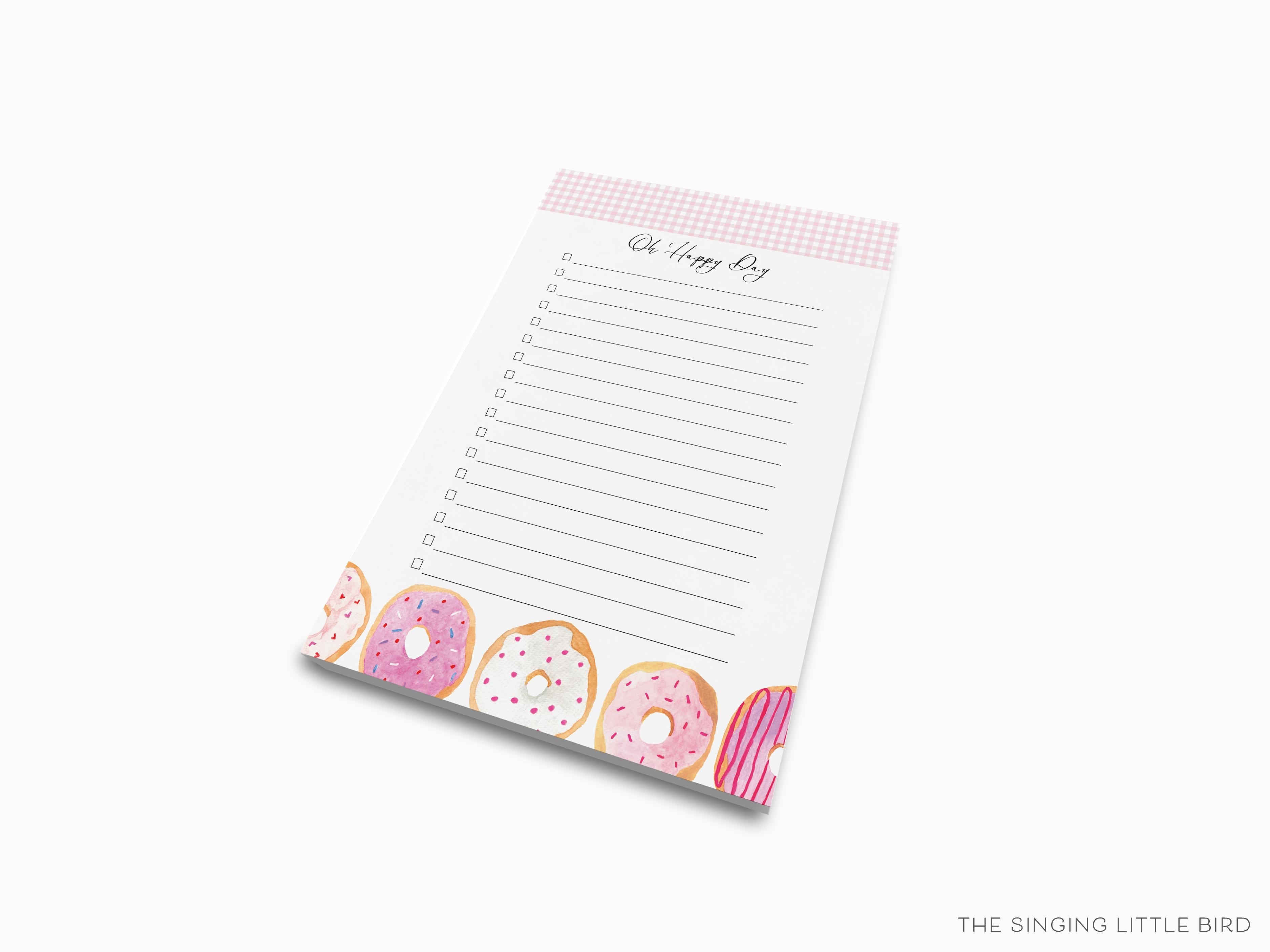 Donut Notepad-These notepads feature our hand-painted watercolor donuts, printed in the USA on a beautiful smooth stock. You choose which size you want (or bundled together for a beautiful gift set) and makes a great gift for the checklist and sweet tooth lover in your life.-The Singing Little Bird