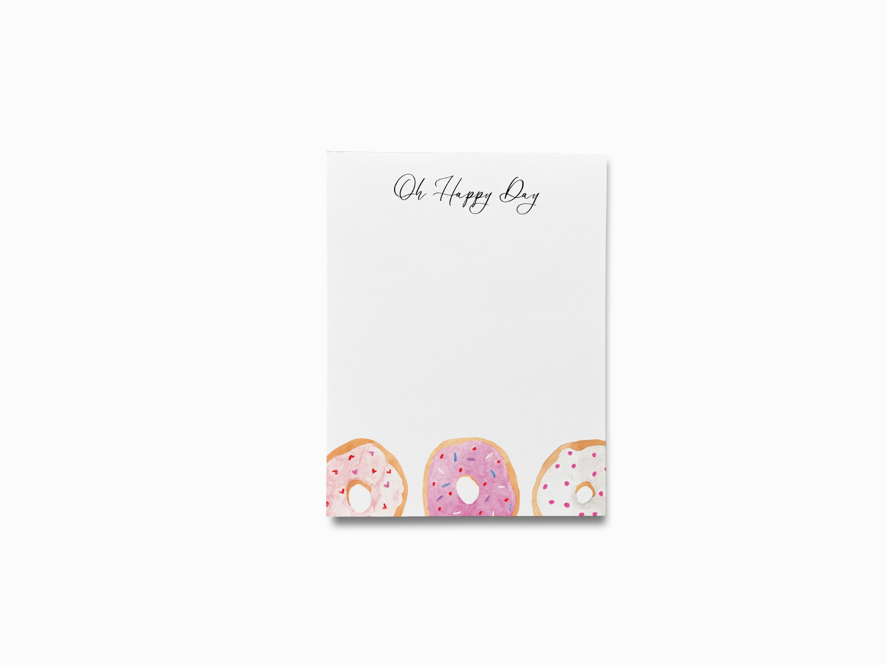 Donut Notepad-These notepads feature our hand-painted watercolor donuts, printed in the USA on a beautiful smooth stock. You choose which size you want (or bundled together for a beautiful gift set) and makes a great gift for the checklist and sweet tooth lover in your life.-The Singing Little Bird