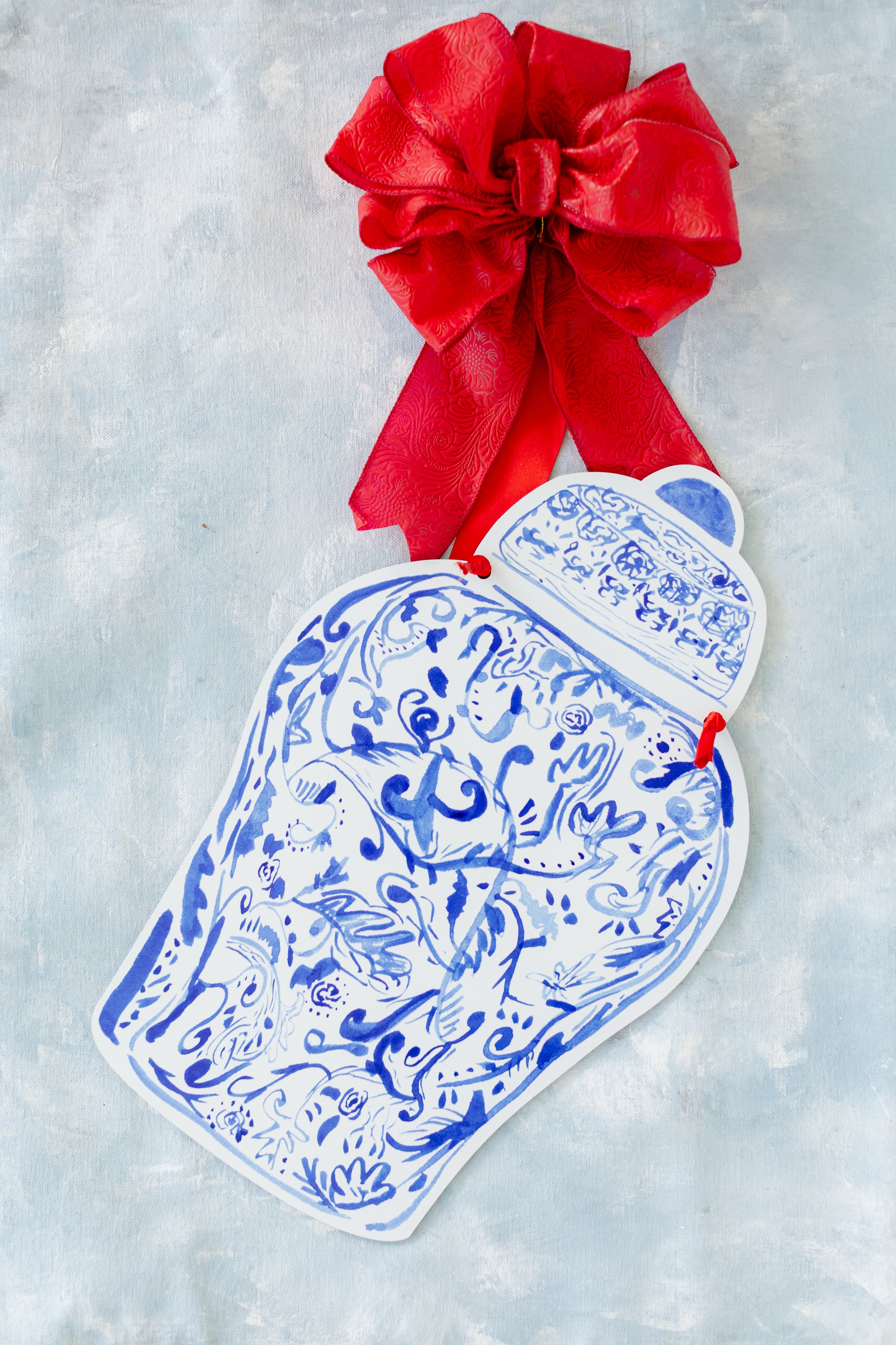 "Evergreen Blue" Chinoiserie Ginger Jar Hanger