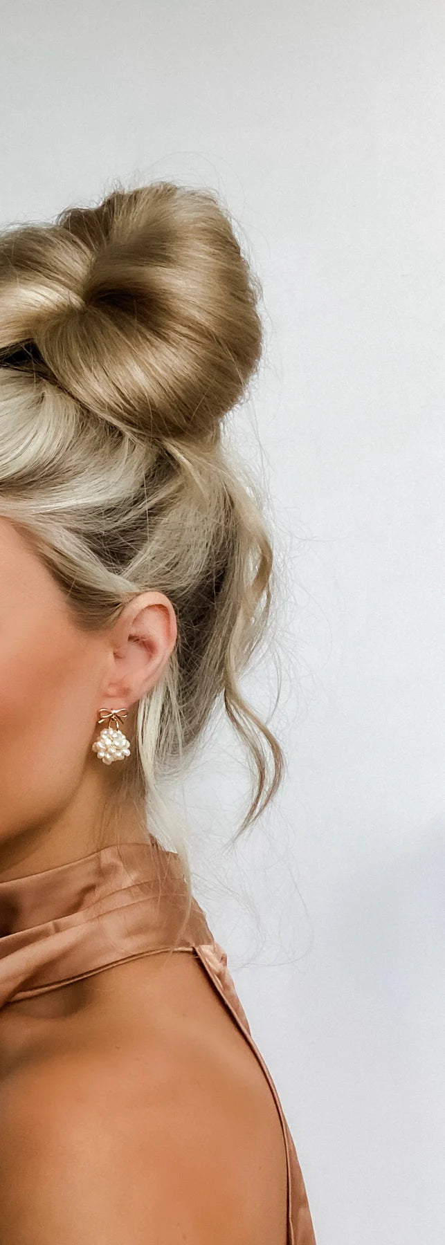 Bow Cluster Pearl Drop Earrings