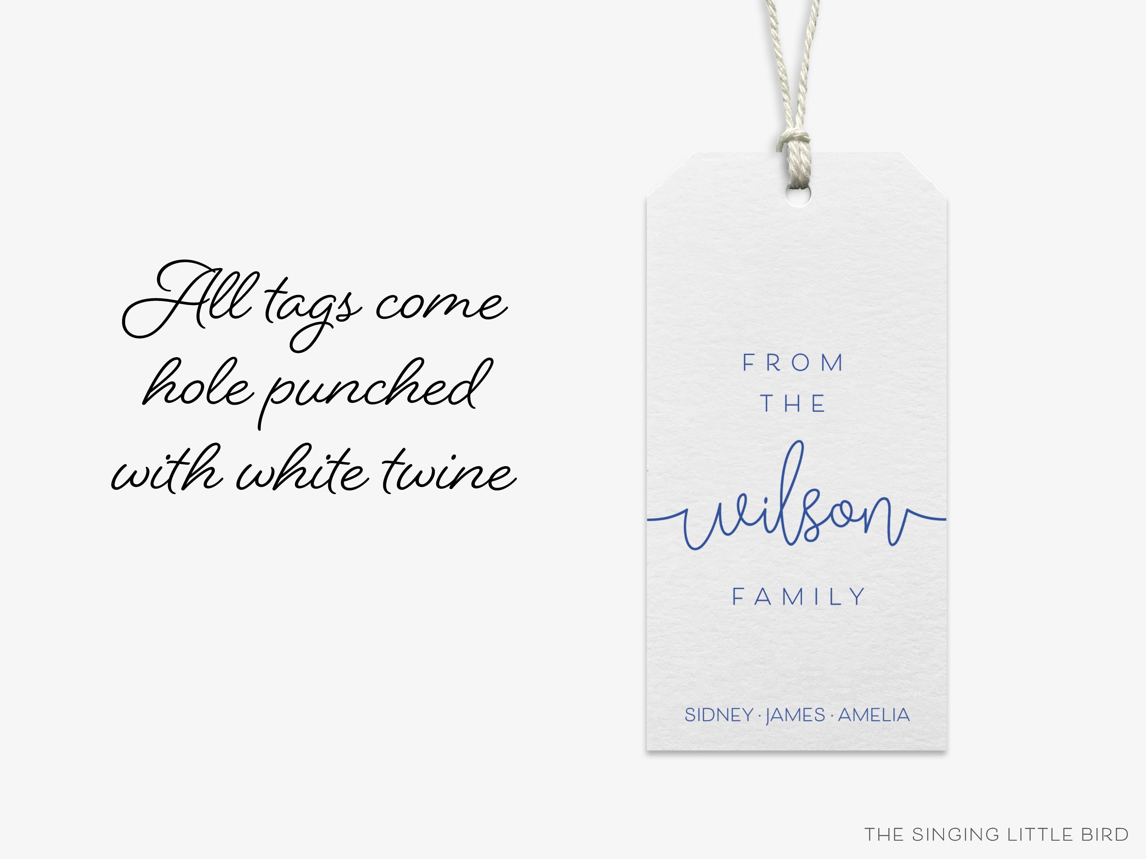 Family Script Gift Tags-These gift tags come in sets, hole-punched with white twine and feature our hand-painted watercolor script print, printed in the USA on 120lb textured stock. They make great tags for gifting or gifts for the family lover in your life.-The Singing Little Bird