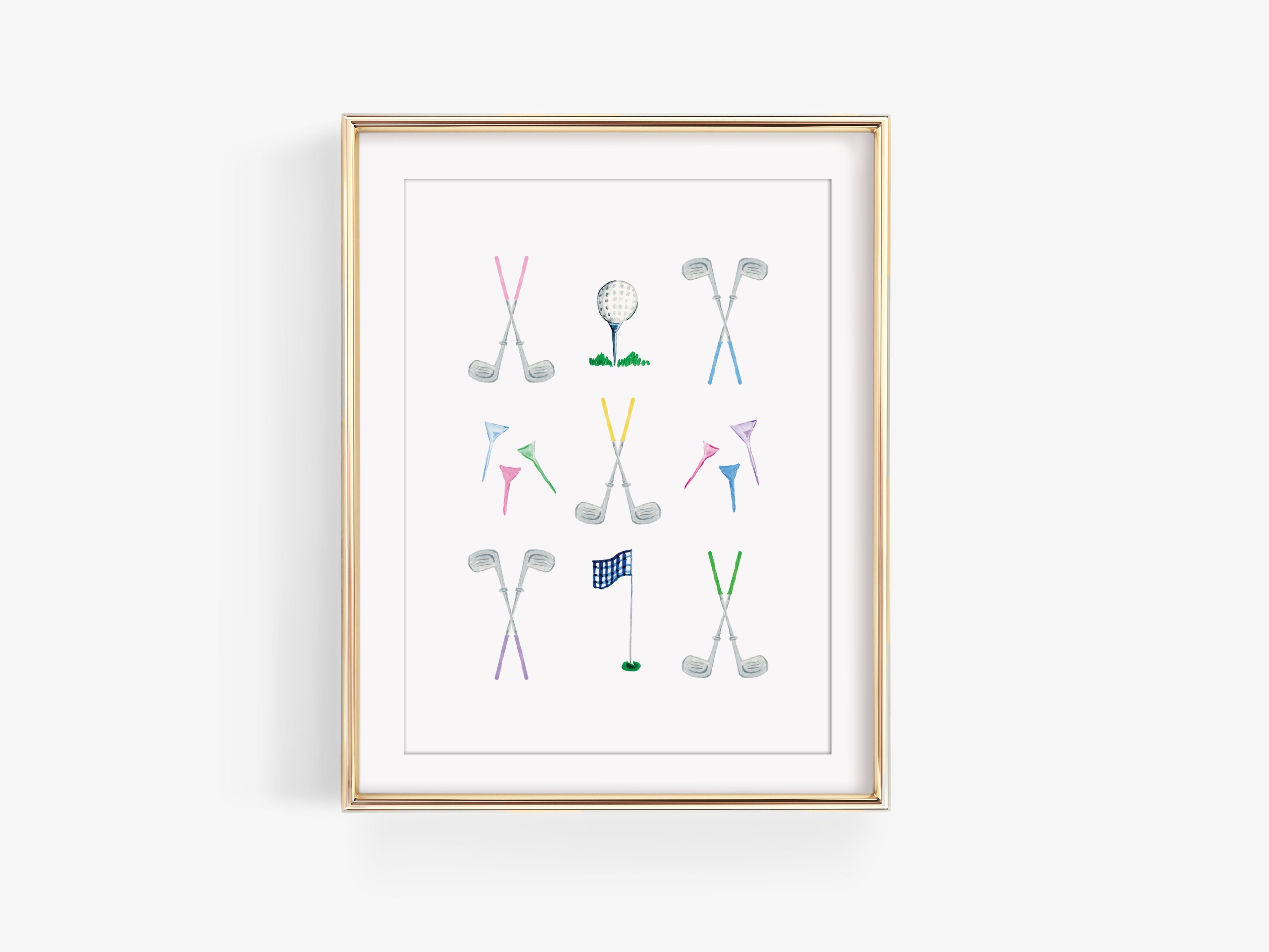 Golf Lovers Art Print-This watercolor art print features our hand-painted golf clubs and tees, printed in the USA on 120lb high quality art paper. This makes a great gift or wall decor for the golfer in your life.-The Singing Little Bird