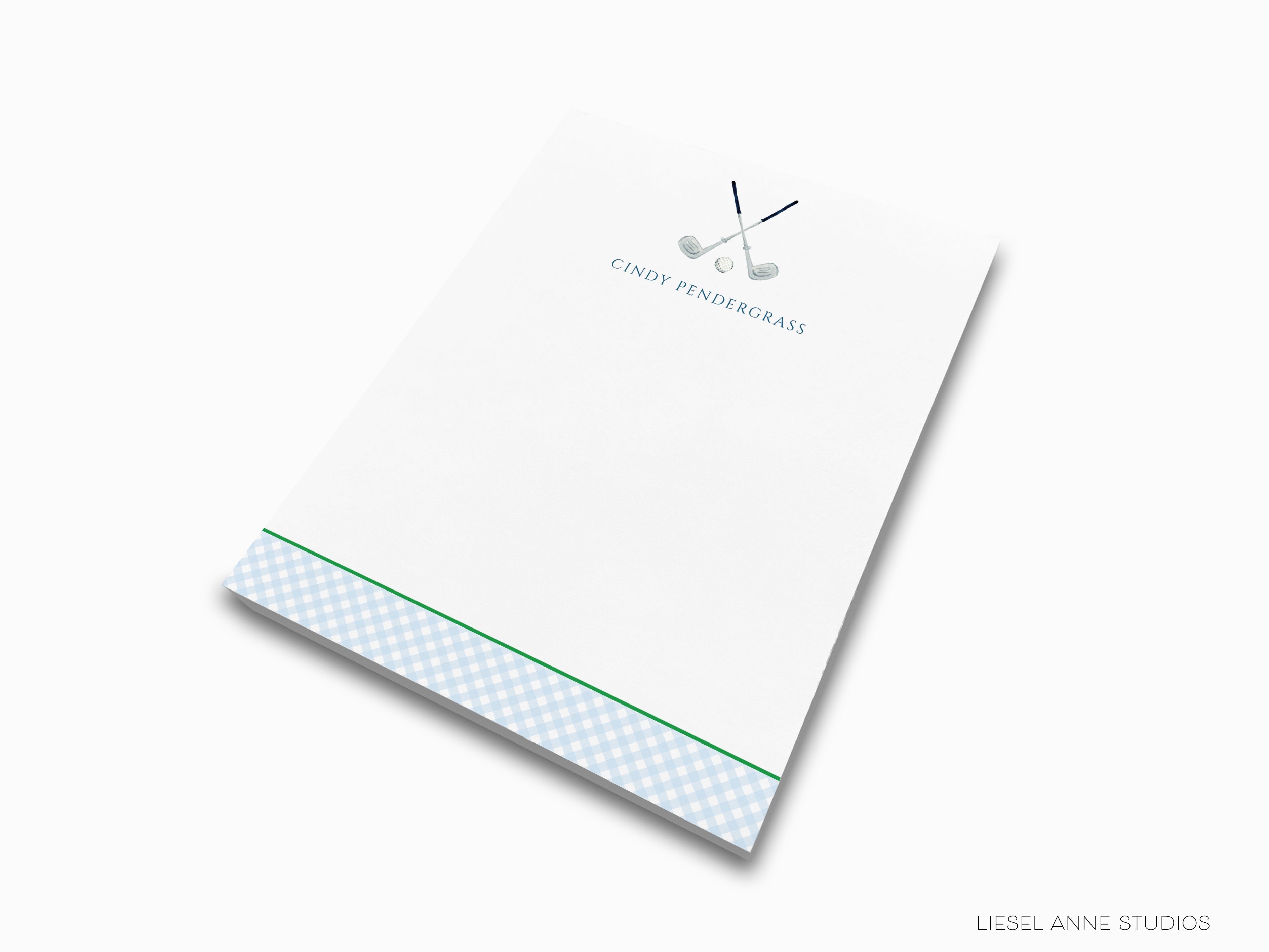 Golf Notepad-These personalized notepads feature our hand-painted watercolor golf ball and clubs, printed in the USA on a beautiful smooth stock. You choose which size you want (or bundled together for a beautiful gift set) and makes a great gift for the golf lover in your life.-The Singing Little Bird