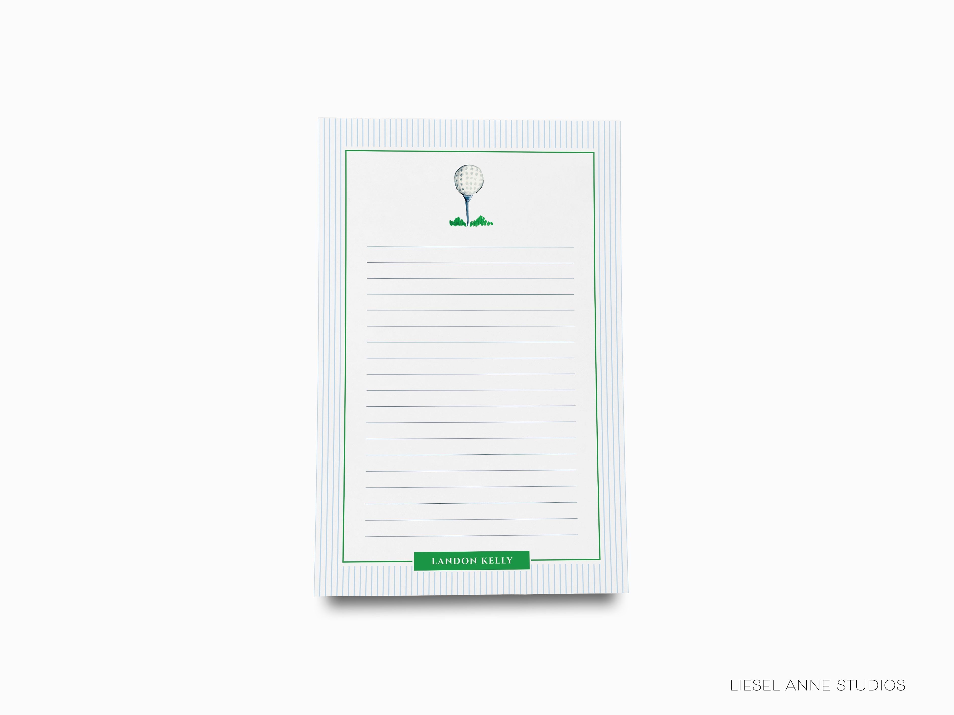 Golf Notepad-These personalized notepads feature our hand-painted watercolor golf ball and clubs, printed in the USA on a beautiful smooth stock. You choose which size you want (or bundled together for a beautiful gift set) and makes a great gift for the golf lover in your life.-The Singing Little Bird