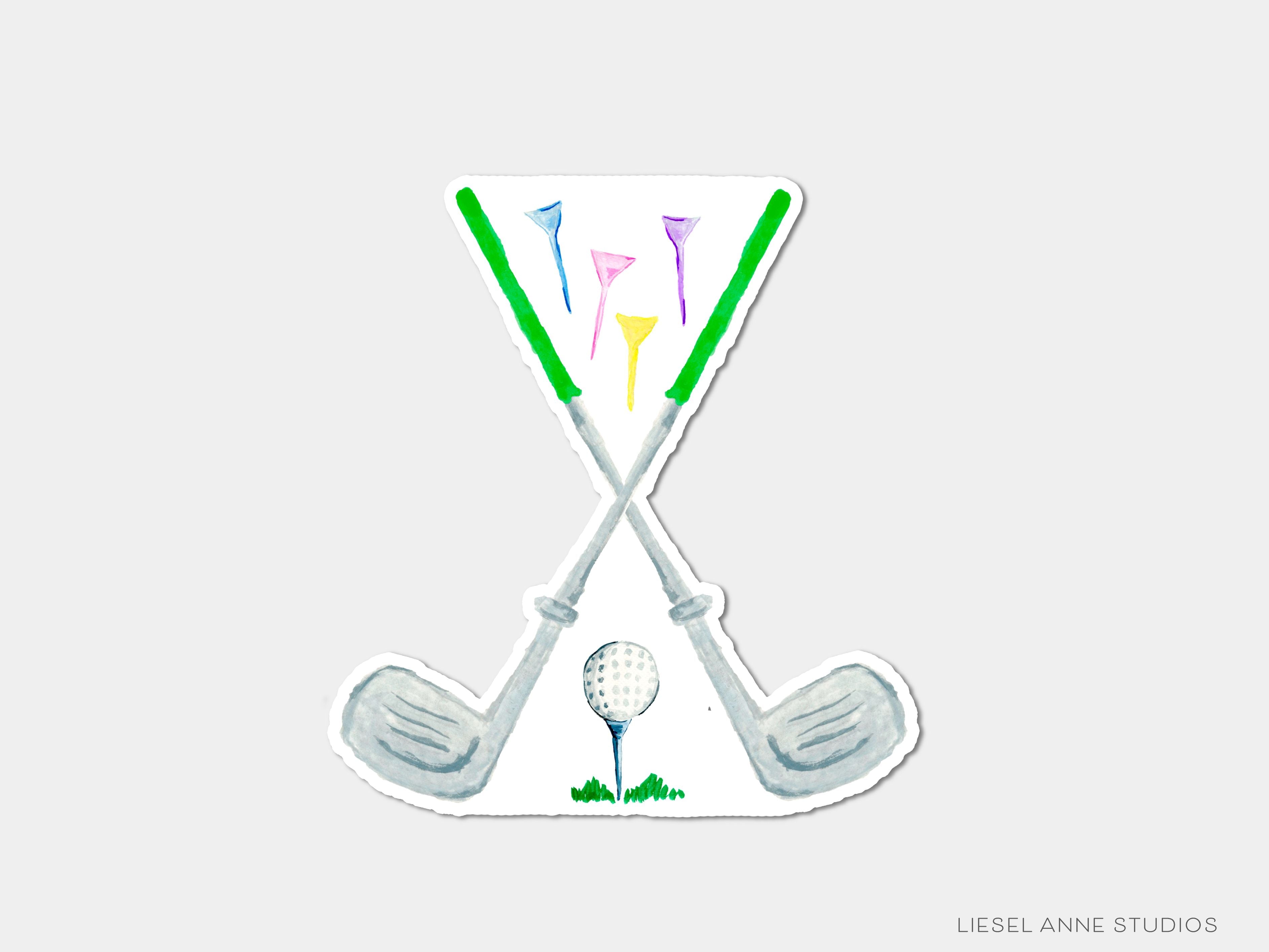 Golf Vinyl Sticker-These weatherproof die cut stickers feature our hand-painted watercolor golf clubs, making great laptop or water bottle stickers or gifts for the golf lover in your life.-The Singing Little Bird
