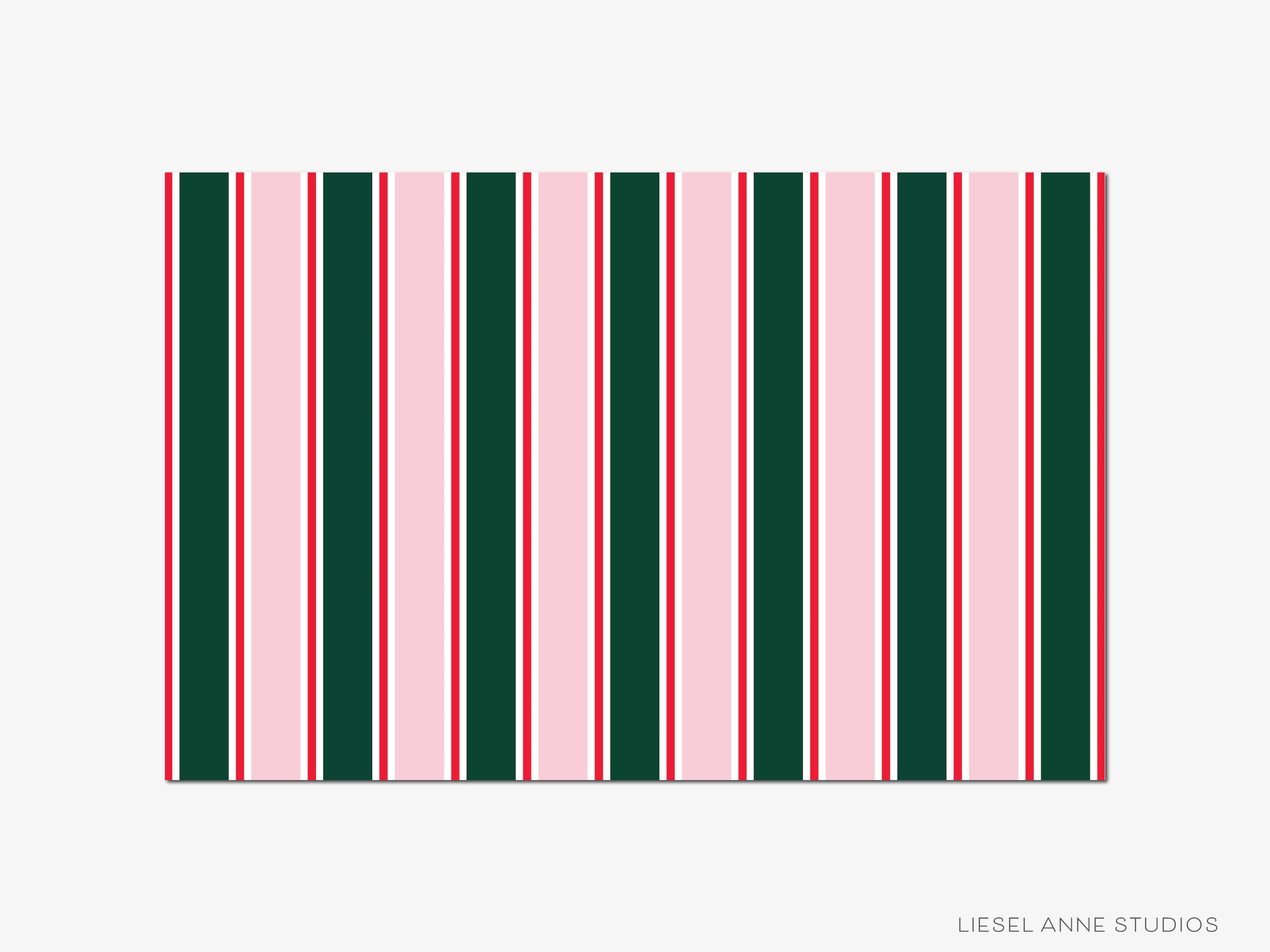 Green, Blush & Red Stripe Holiday Placemat Pad-These placemat pads feature our hand-painted watercolor stripes, printed in the USA on a beautiful smooth stock. They add a touch of charm and convenience to any holiday table setting and party decor. A great gift for the pink Holiday lover in your life.-The Singing Little Bird