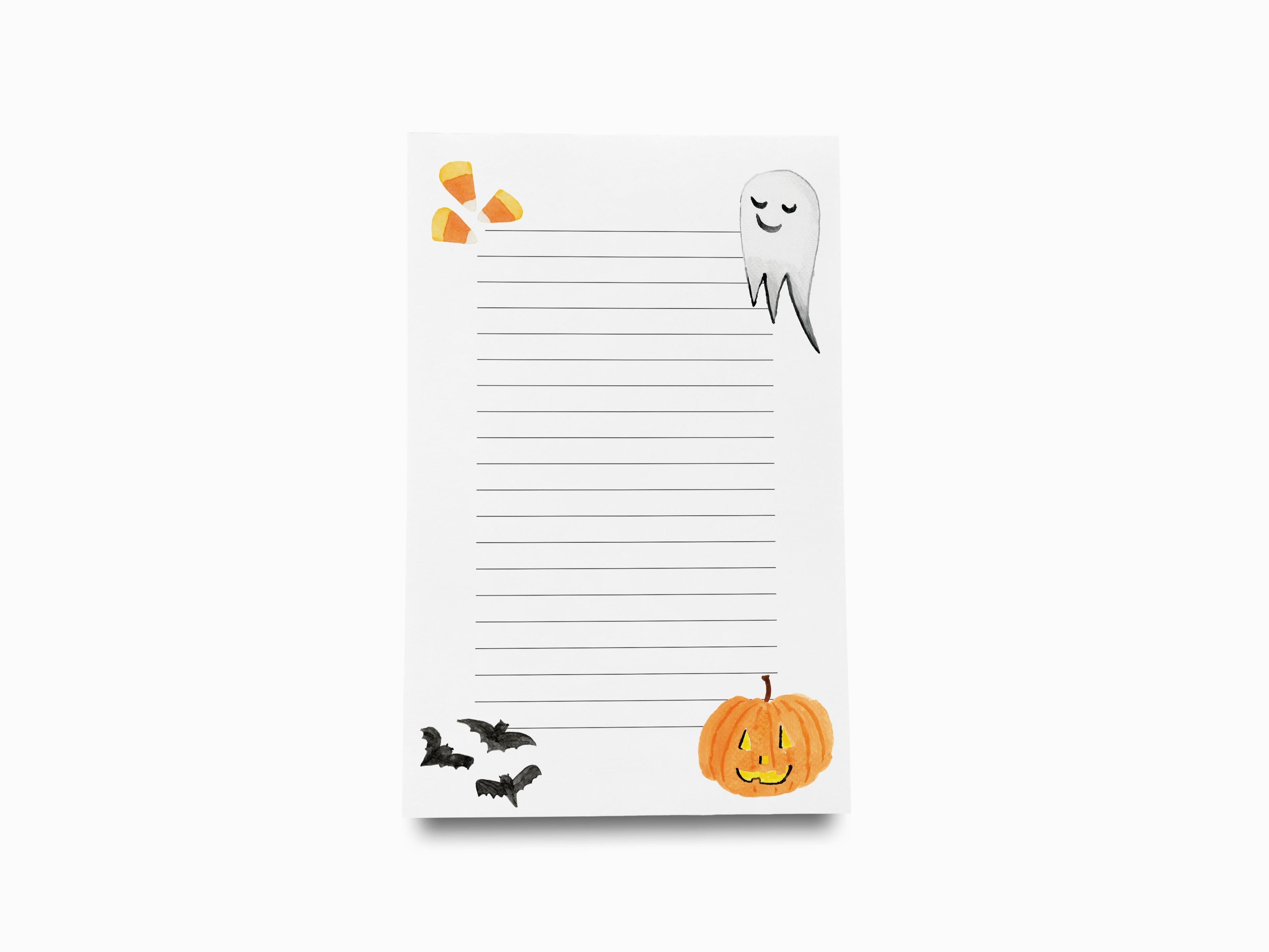 Halloween Notepad-These notepads feature our hand-painted watercolor bats, ghosts, jack-o-lantern and candy corn, printed in the USA on a beautiful smooth stock. You choose which size you want (or bundled together for a beautiful gift set) and makes a great gift for the checklist and Halloween lover in your life.-The Singing Little Bird