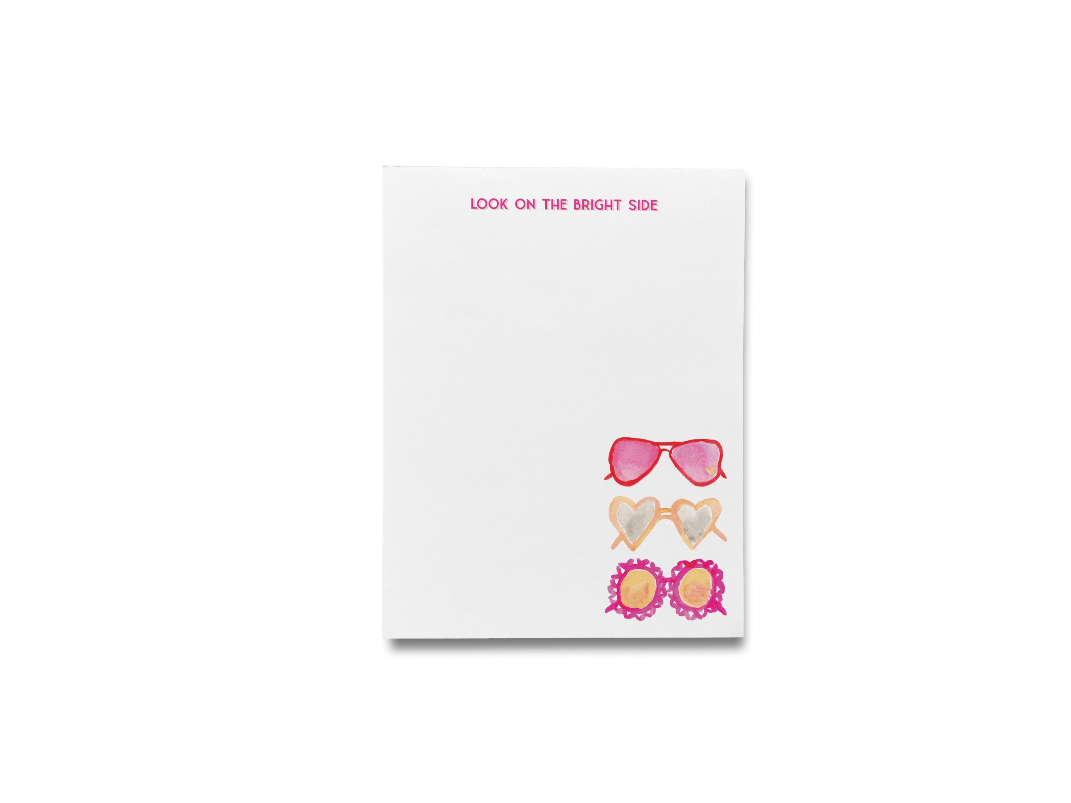 Heart Sunglasses Notepad-These notepads feature our hand-painted watercolor sunglasses, printed in the USA on a beautiful smooth stock. You choose which size you want (or bundled together for a beautiful gift set) and makes a great gift for the checklist and sunny lover in your life.-The Singing Little Bird