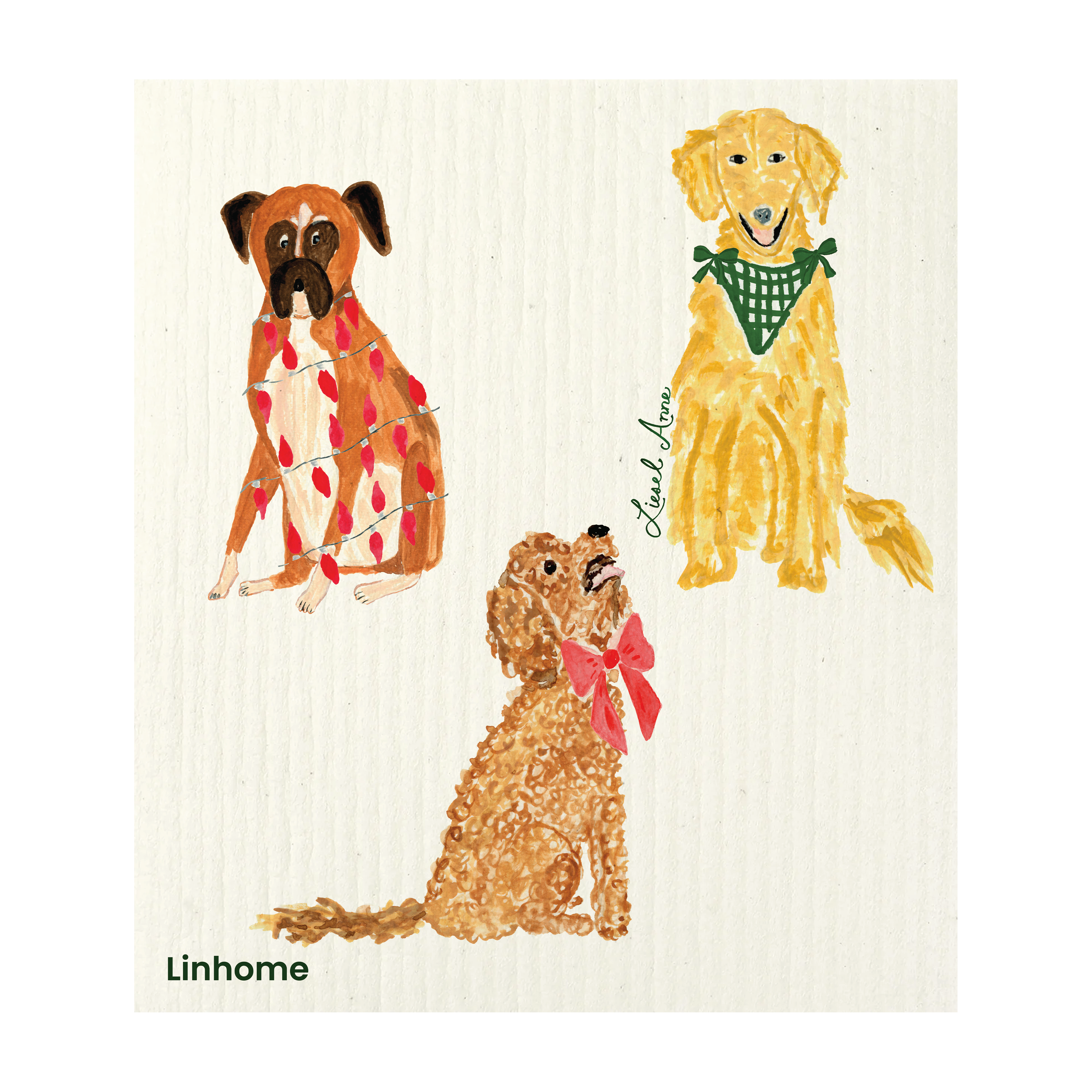 Holiday Paws Collection - Linhome x Liesel Anne Swedish Dishcloths - 4 Pack
