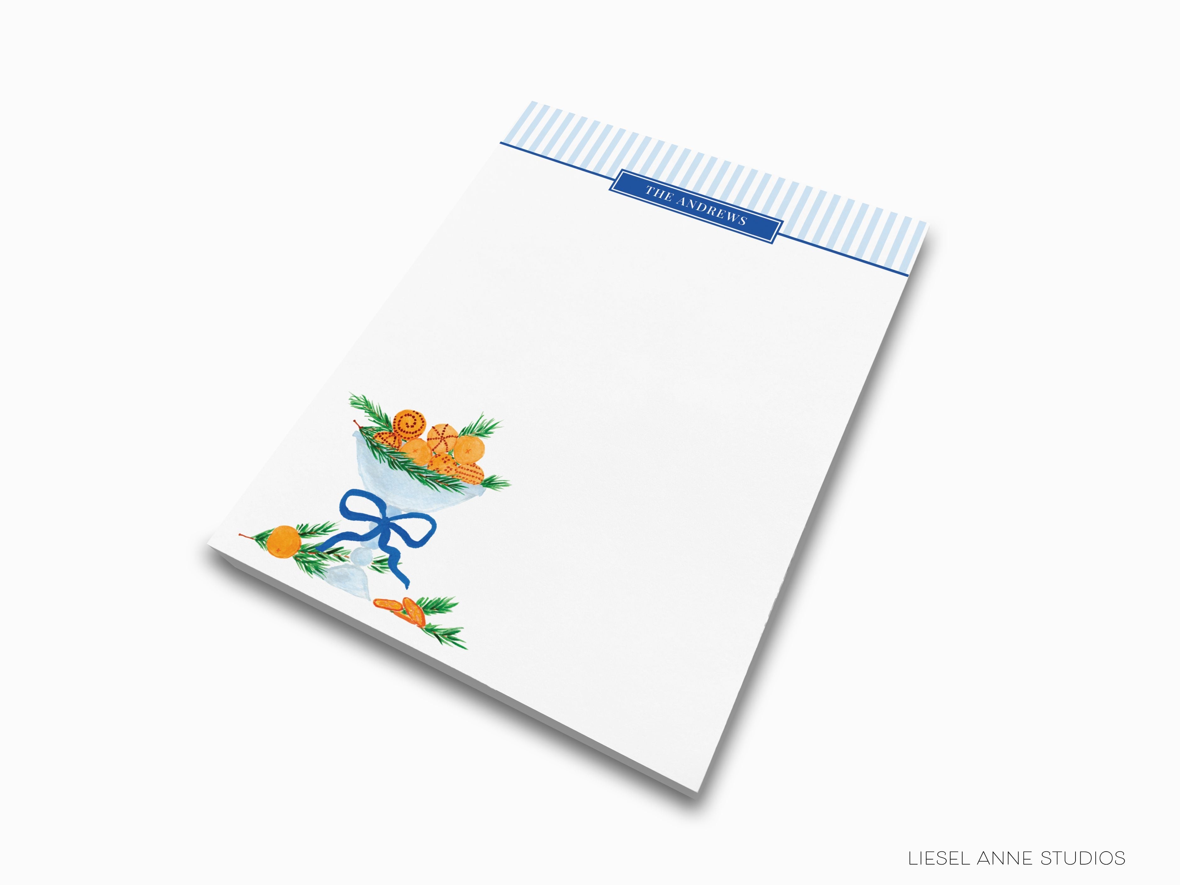 Holiday Orange Bowl Notepad-These personalized notepads feature our hand-painted watercolor Christmas Orange Bowl, printed in the USA on a beautiful smooth stock. You choose which size you want (or bundled together for a beautiful gift set) and makes a great gift for the checklist and pomander lover in your life.-The Singing Little Bird