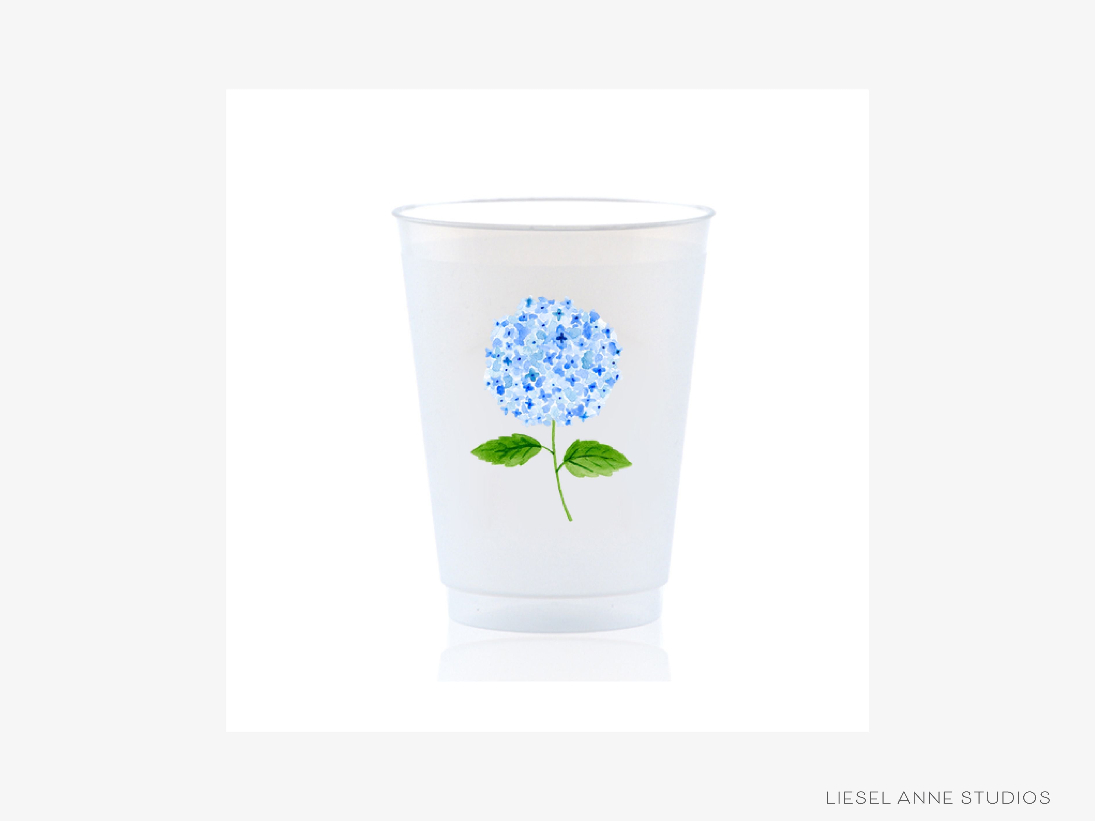 Hydrangea 16oz Shatterproof Cups [Set of 8]-These shatterproof cups feature our hand-painted hydrangea and make great party decorations for baby showers, bridal showers, birthdays and more! They come in sets of 8 and are re-usable for other parties to come or make wonderful party favors!-The Singing Little Bird