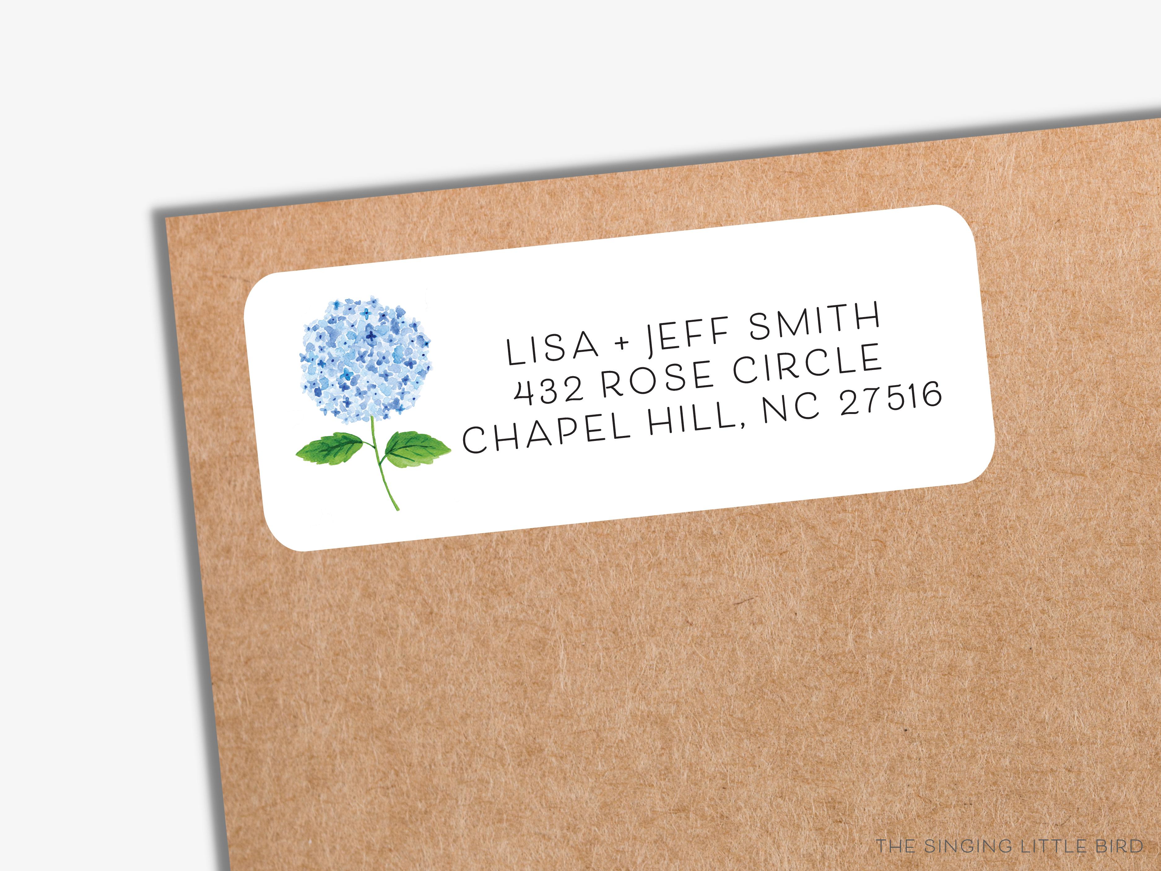 Hydrangea Return Address Labels-These personalized return address labels are 2.625" x 1" and feature our hand-painted watercolor Hydrangea, printed in the USA on beautiful matte finish labels. These make great gifts for yourself or the floral lover.-The Singing Little Bird