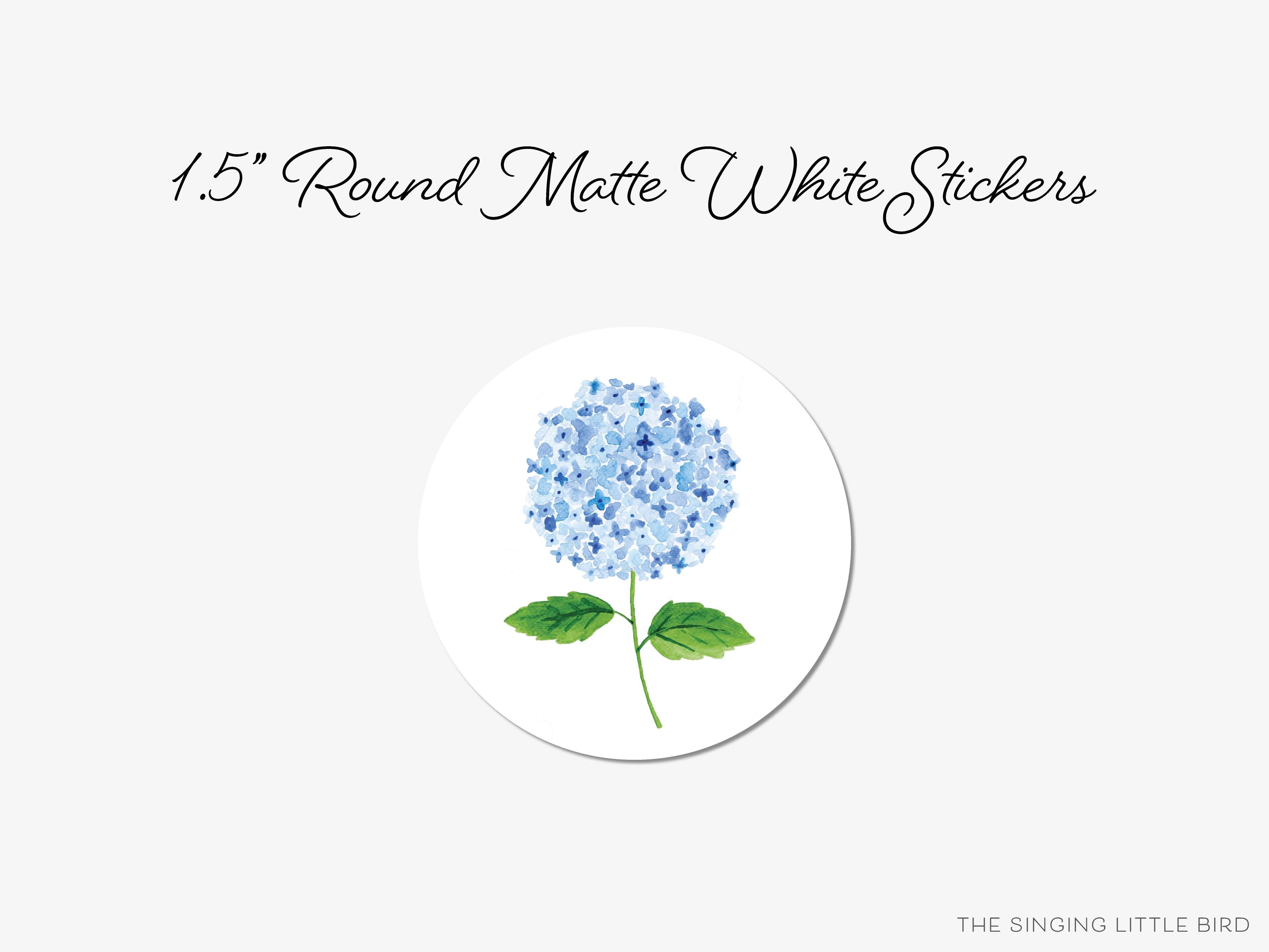 Hydrangea Round Stickers-These matte round stickers feature our hand-painted watercolor Hydrangea, making great envelope seals or gifts for the floral lover in your life.-The Singing Little Bird