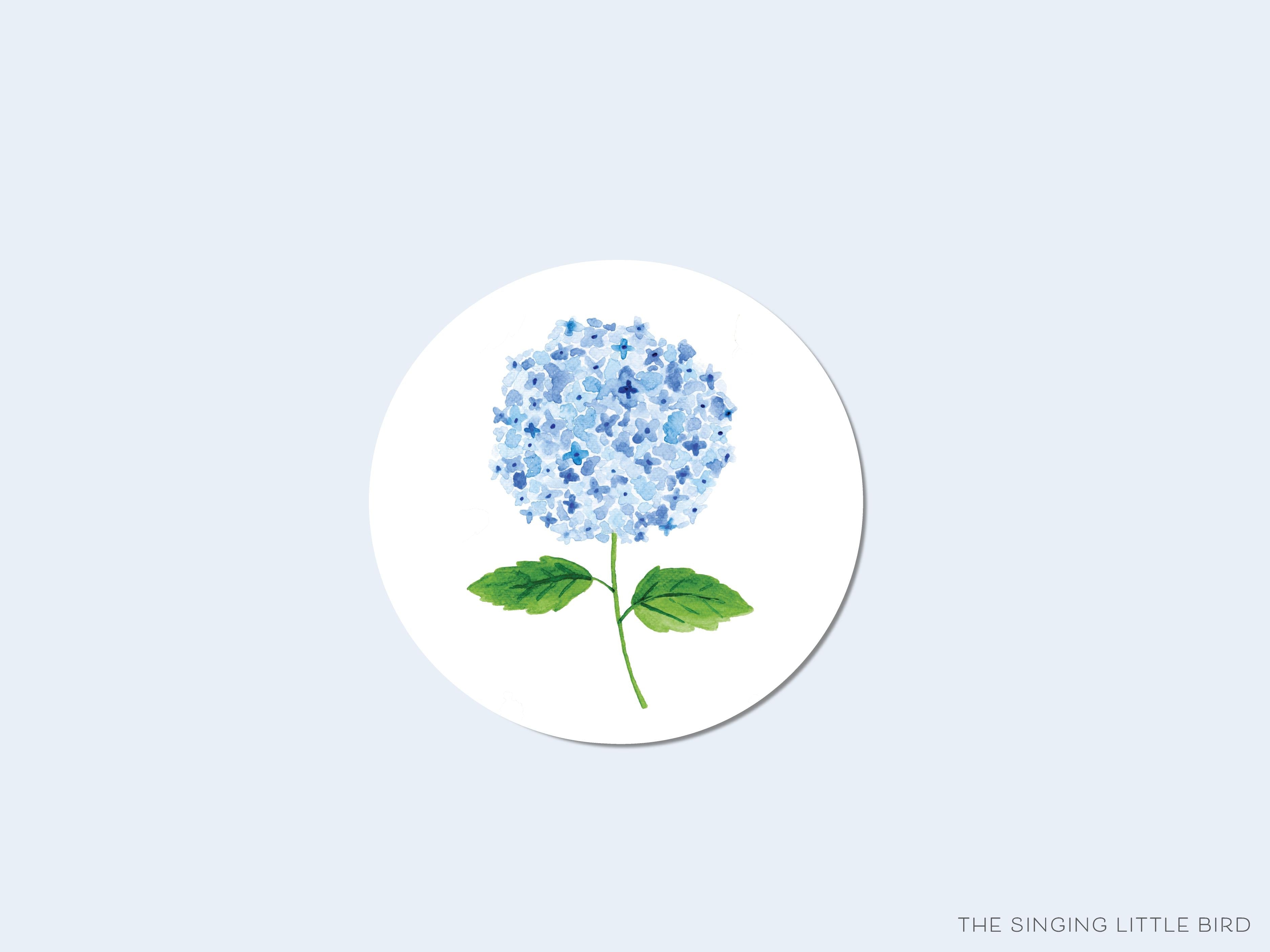 Hydrangea Round Stickers-These matte round stickers feature our hand-painted watercolor Hydrangea, making great envelope seals or gifts for the floral lover in your life.-The Singing Little Bird