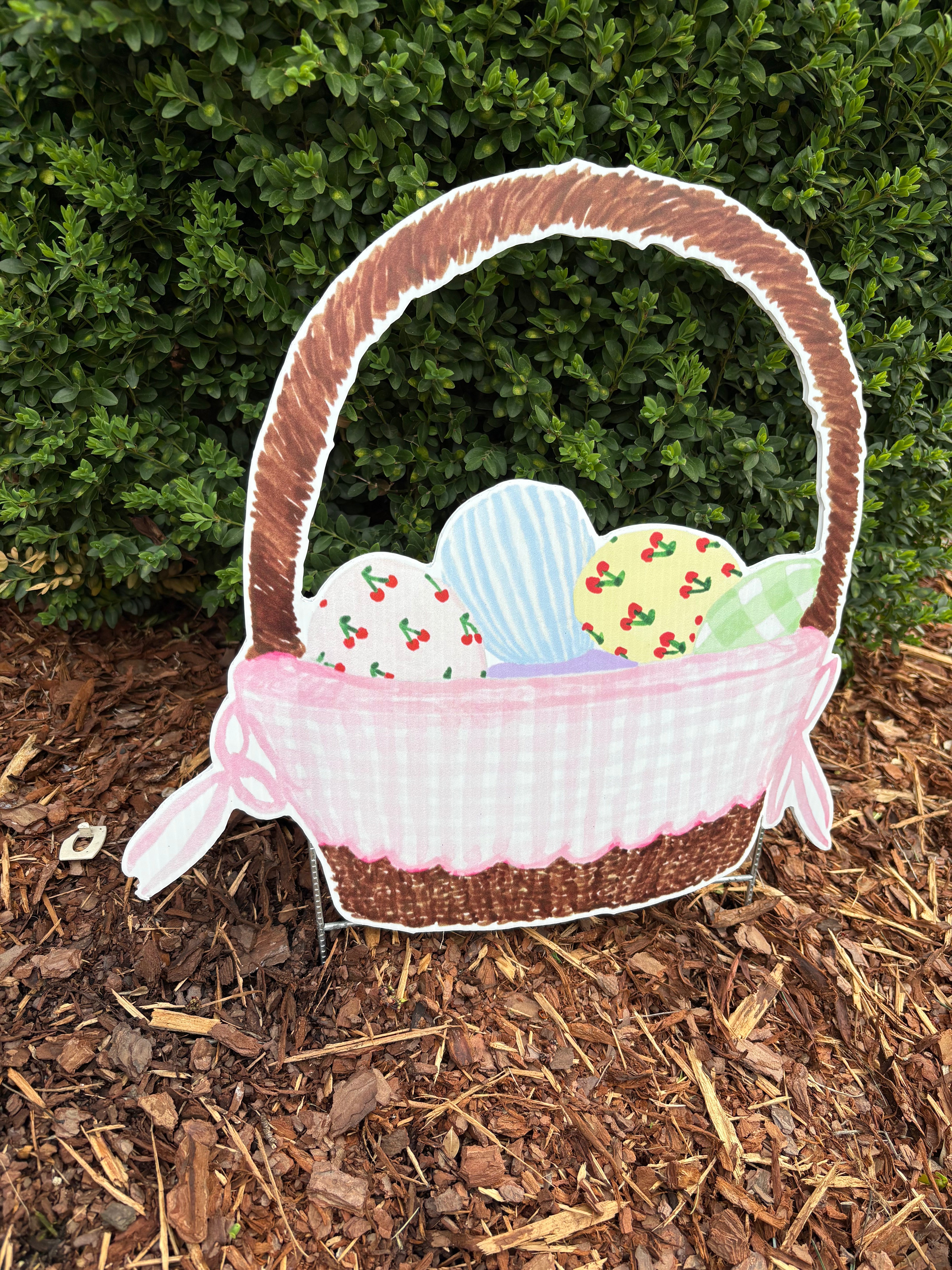Gingham Basket Pot Stake