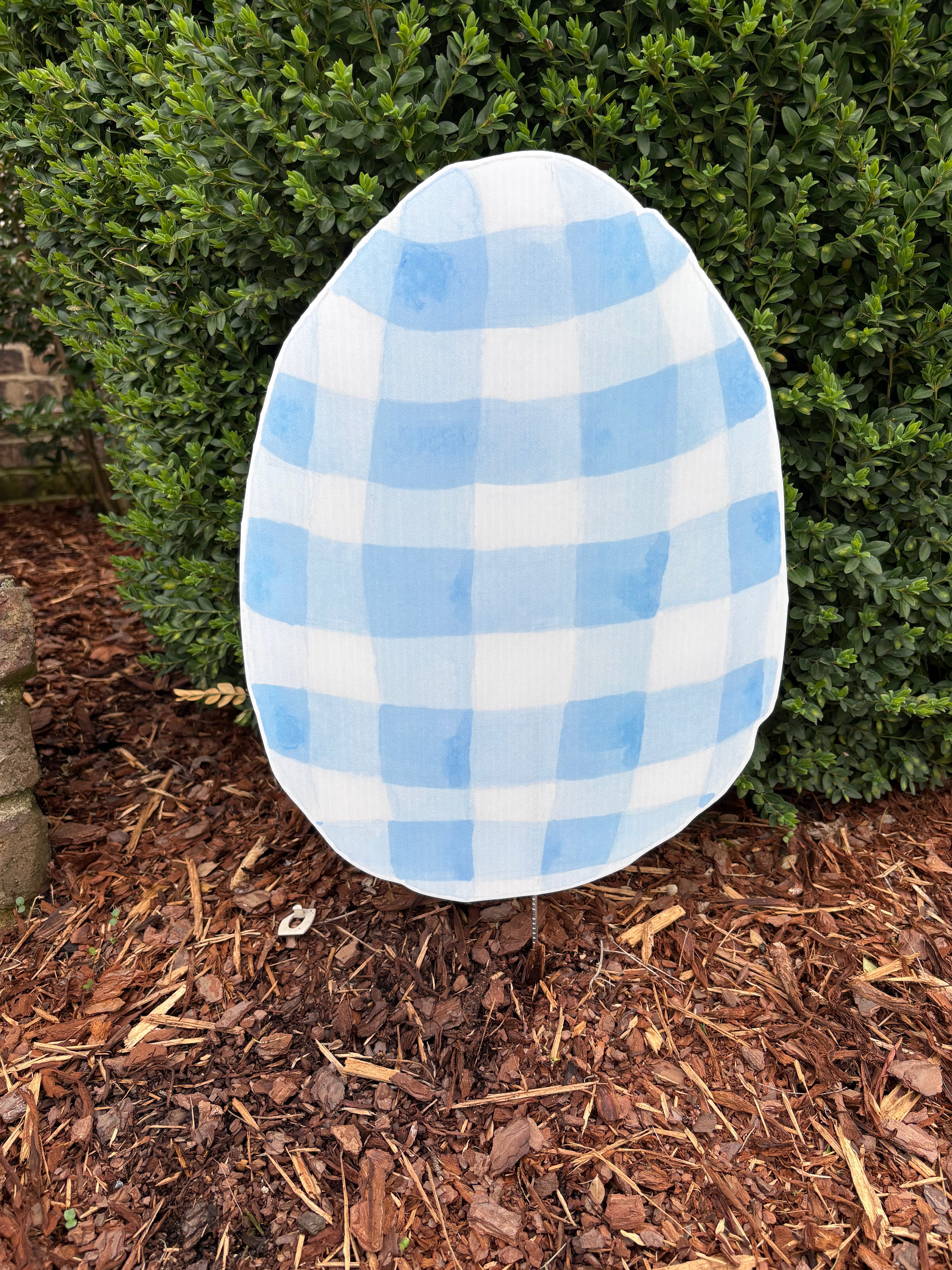 Gingham Egg Pot Stake