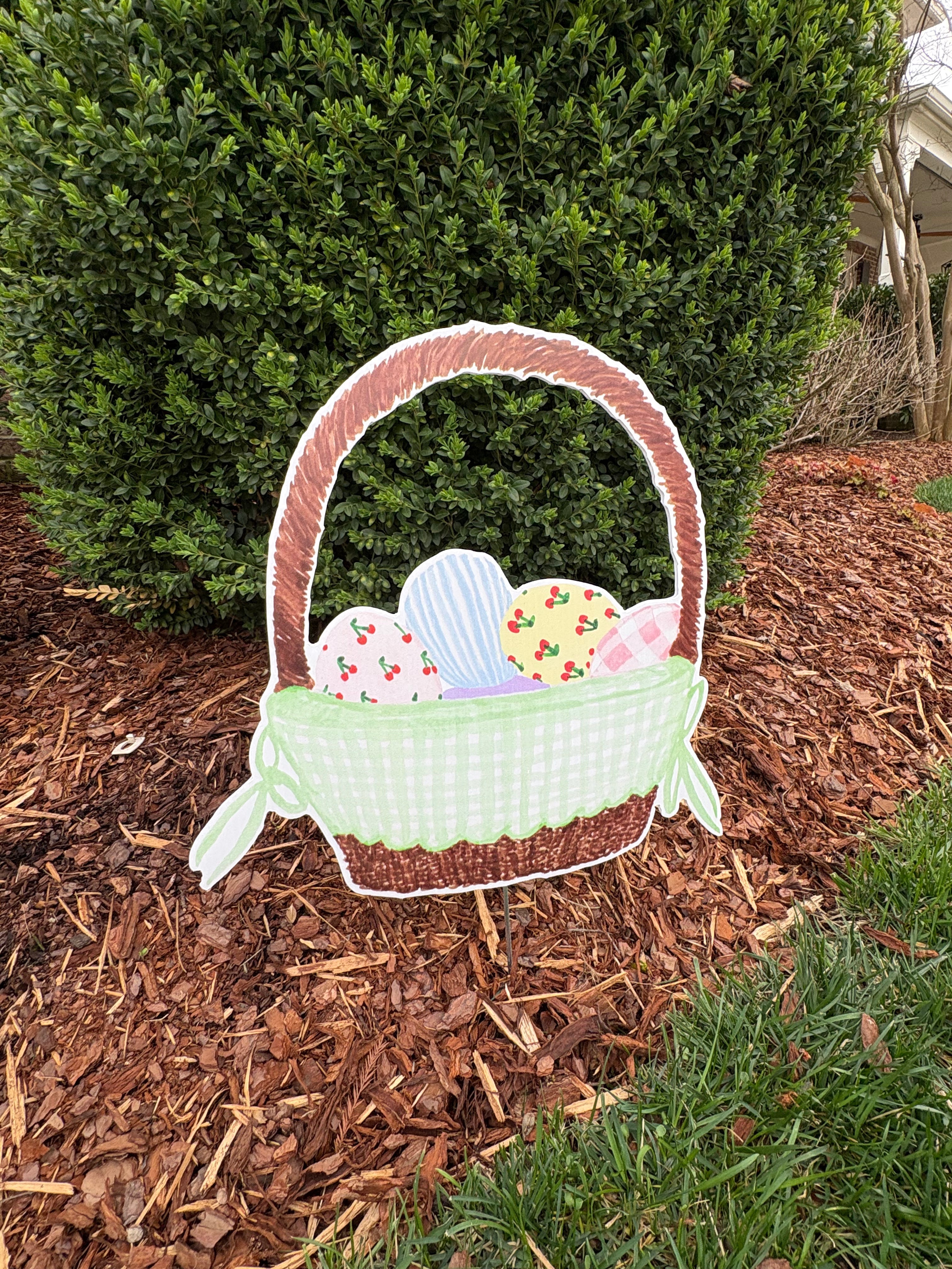 Gingham Basket Pot Stake