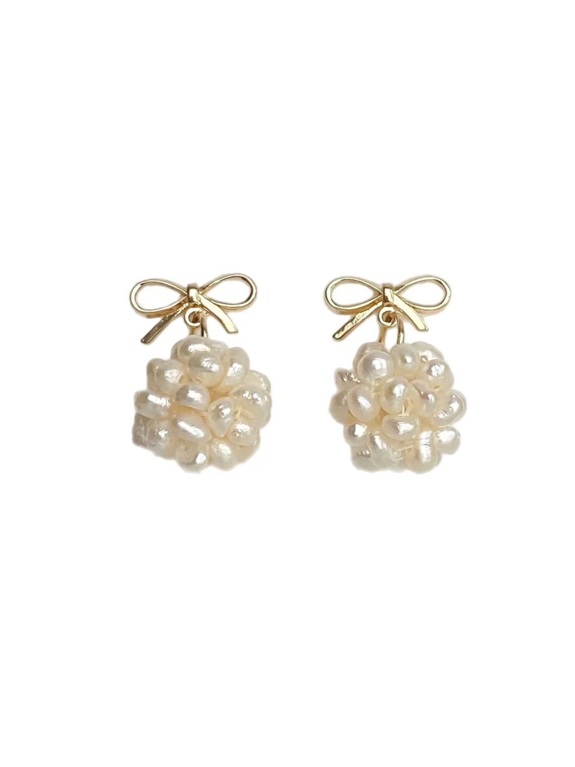 Bow Cluster Pearl Drop Earrings
