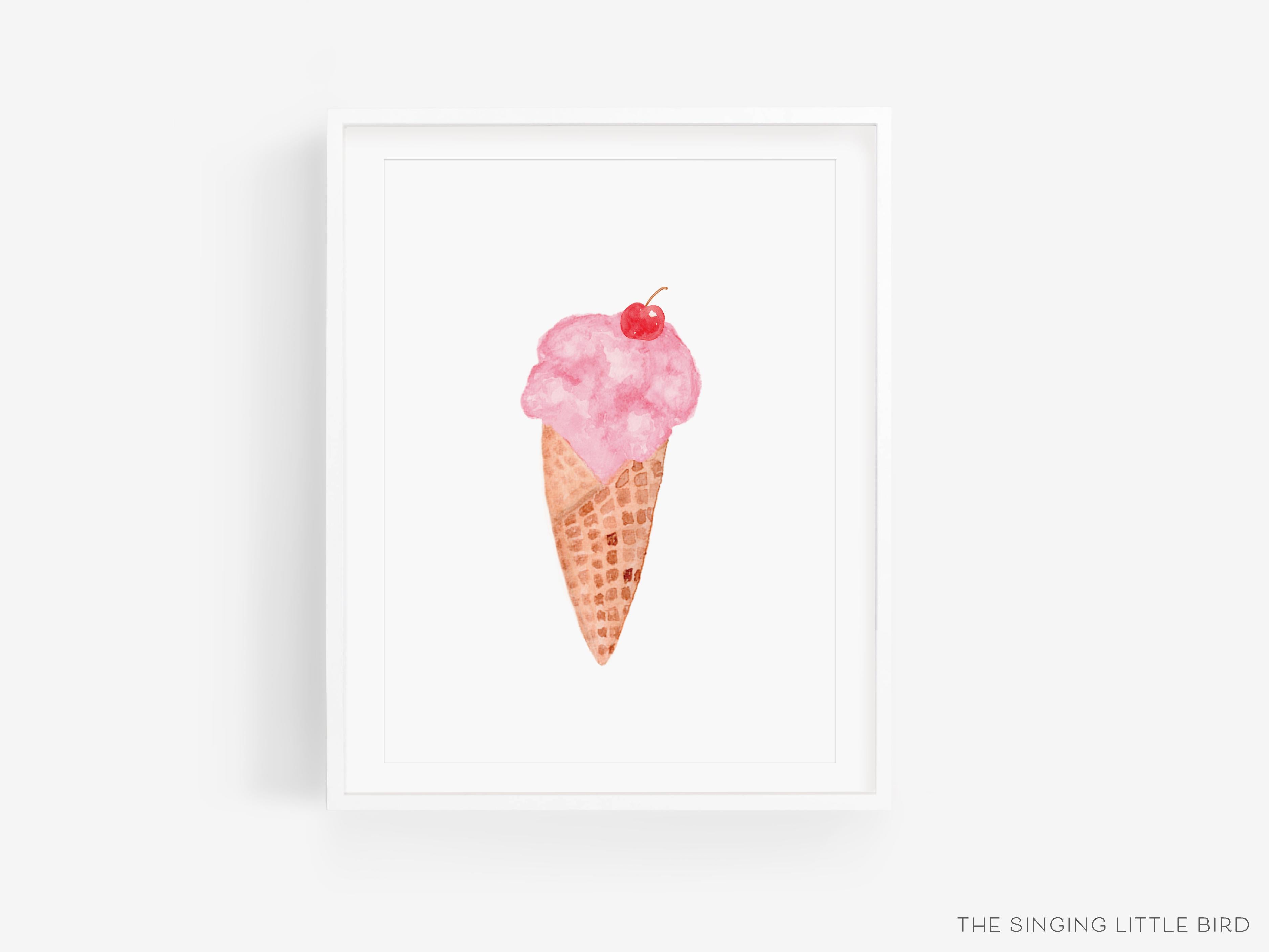 Ice Cream Art Print-This watercolor art print features our hand-painted Ice Cream, printed in the USA on 120lb high quality art paper. This makes a great gift or wall decor for the sweet tooth lover in your life.-The Singing Little Bird