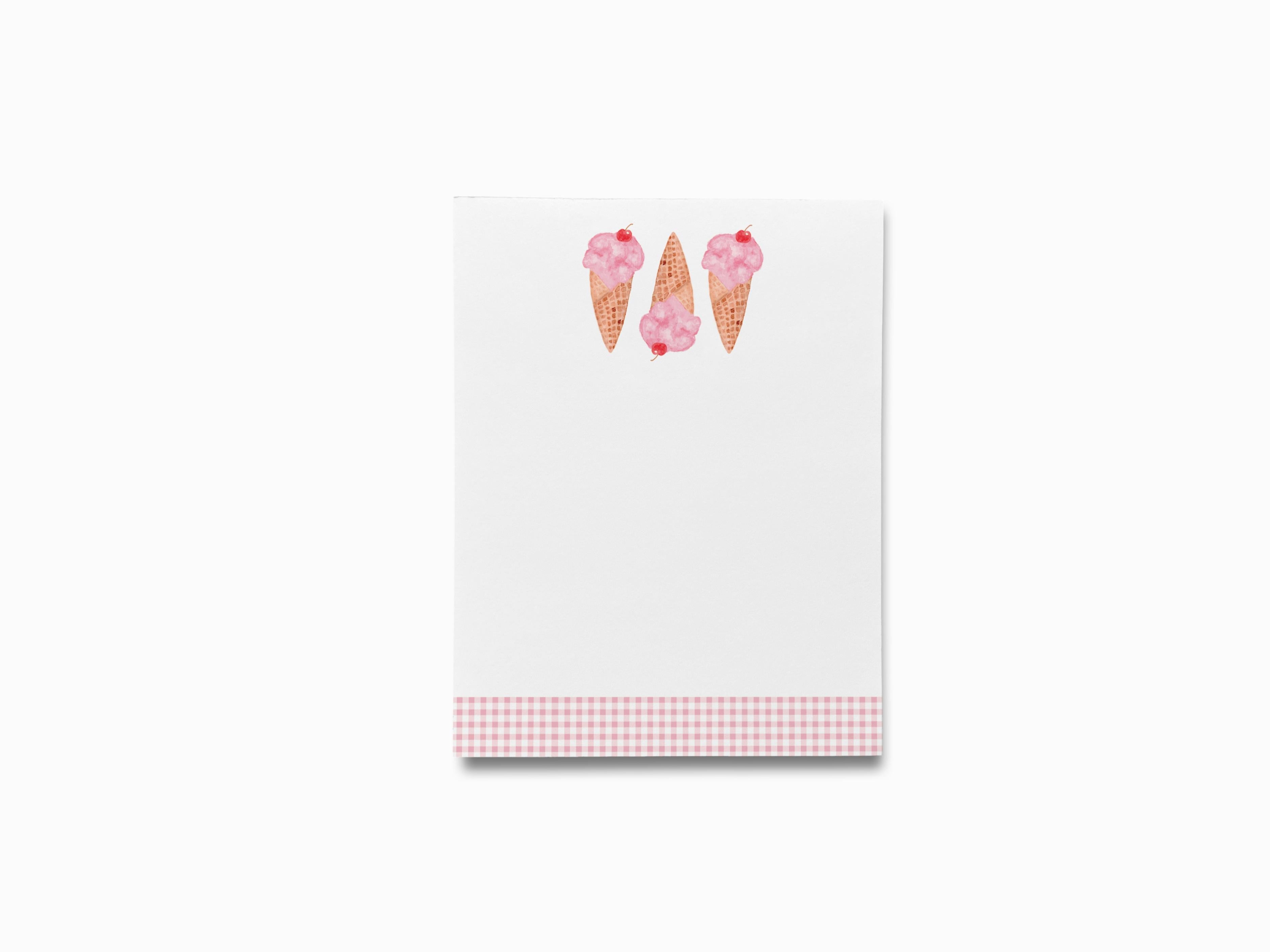Ice Cream Cone Notepad-These notepads feature our hand-painted watercolor ice cream cones, printed in the USA on a beautiful smooth stock. You choose which size you want (or bundled together for a beautiful gift set) and makes a great gift for the checklist and sweet tooth lover in your life.-The Singing Little Bird