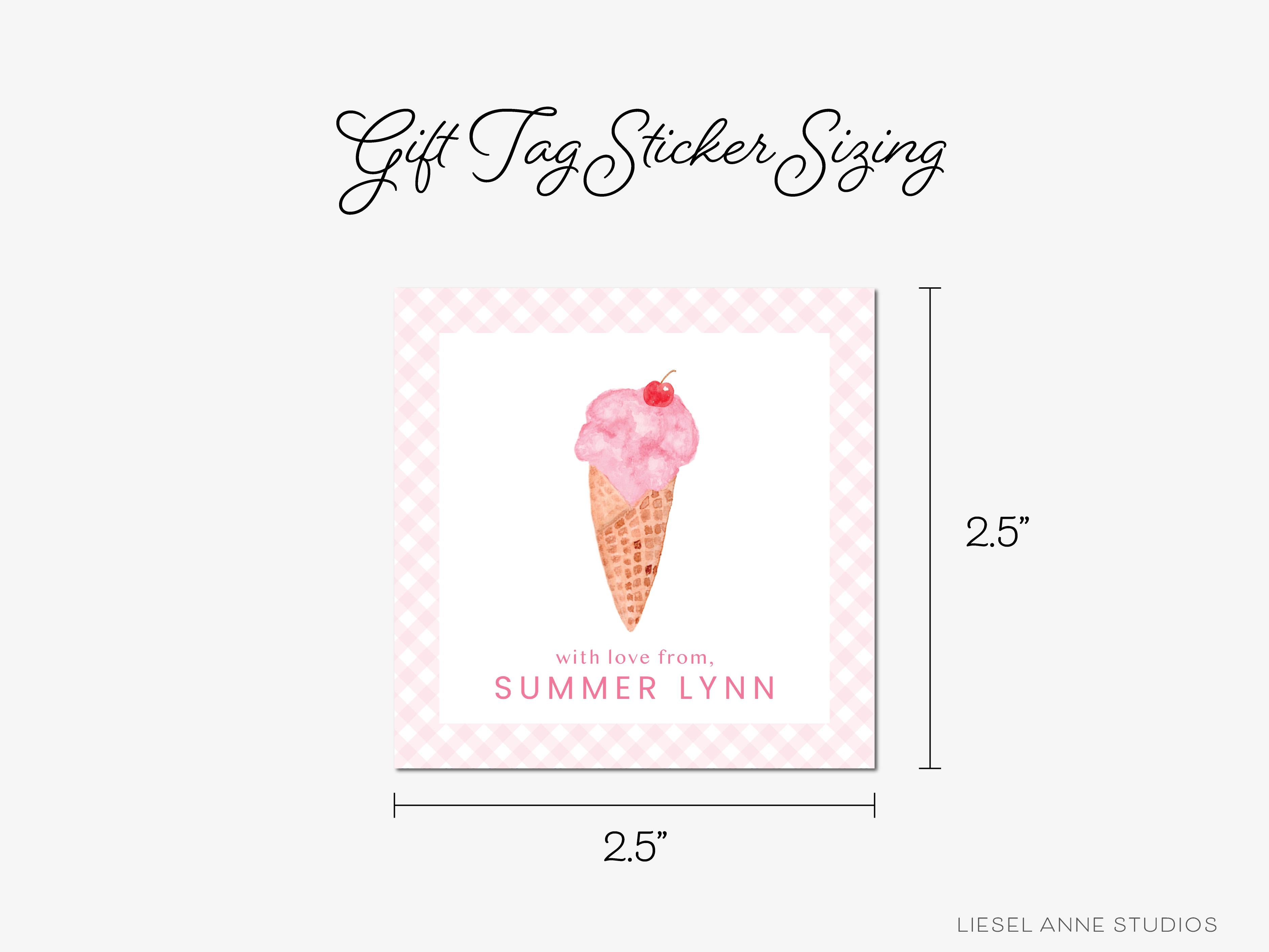 Ice Cream Cone Personalized Gift Stickers-These personalized gift stickers come in sets of 24 and feature our hand-painted watercolor ice cream cone. They make gifting easy for any occasion and elevate the look of your gifts!-The Singing Little Bird