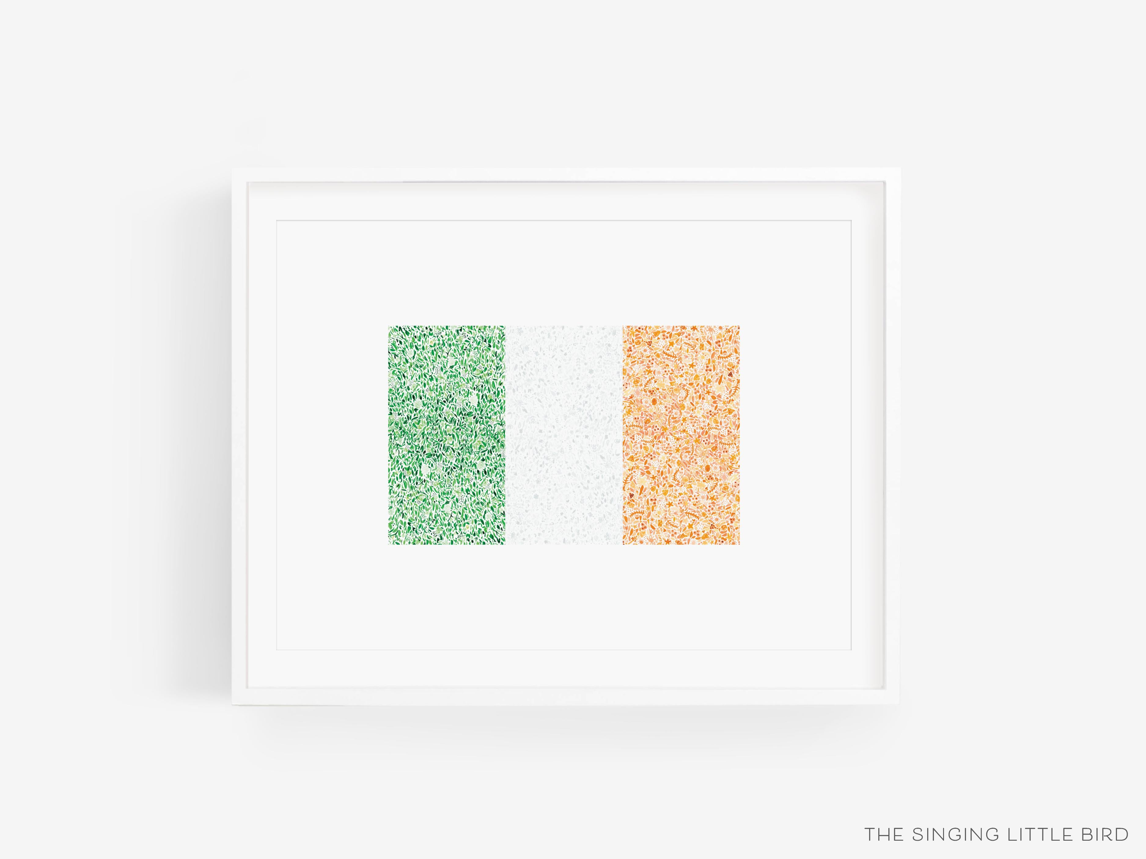 Irish Flag Art Print-This watercolor art print features our hand-painted Irish Flag, printed in the USA on 120lb high quality art paper. This makes a great gift or wall decor for the Irish lover in your life.-The Singing Little Bird
