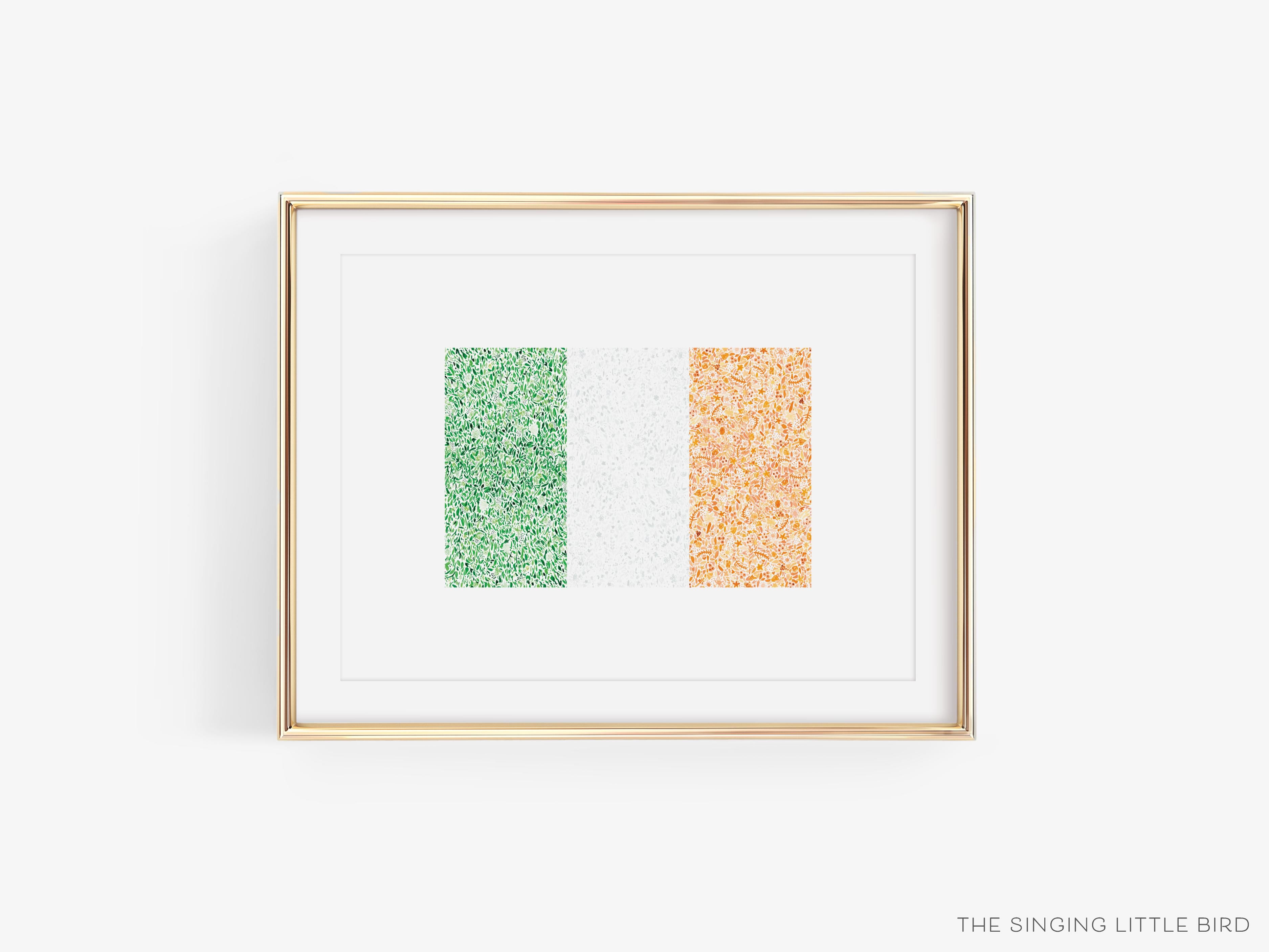 Irish Flag Art Print-This watercolor art print features our hand-painted Irish Flag, printed in the USA on 120lb high quality art paper. This makes a great gift or wall decor for the Irish lover in your life.-The Singing Little Bird