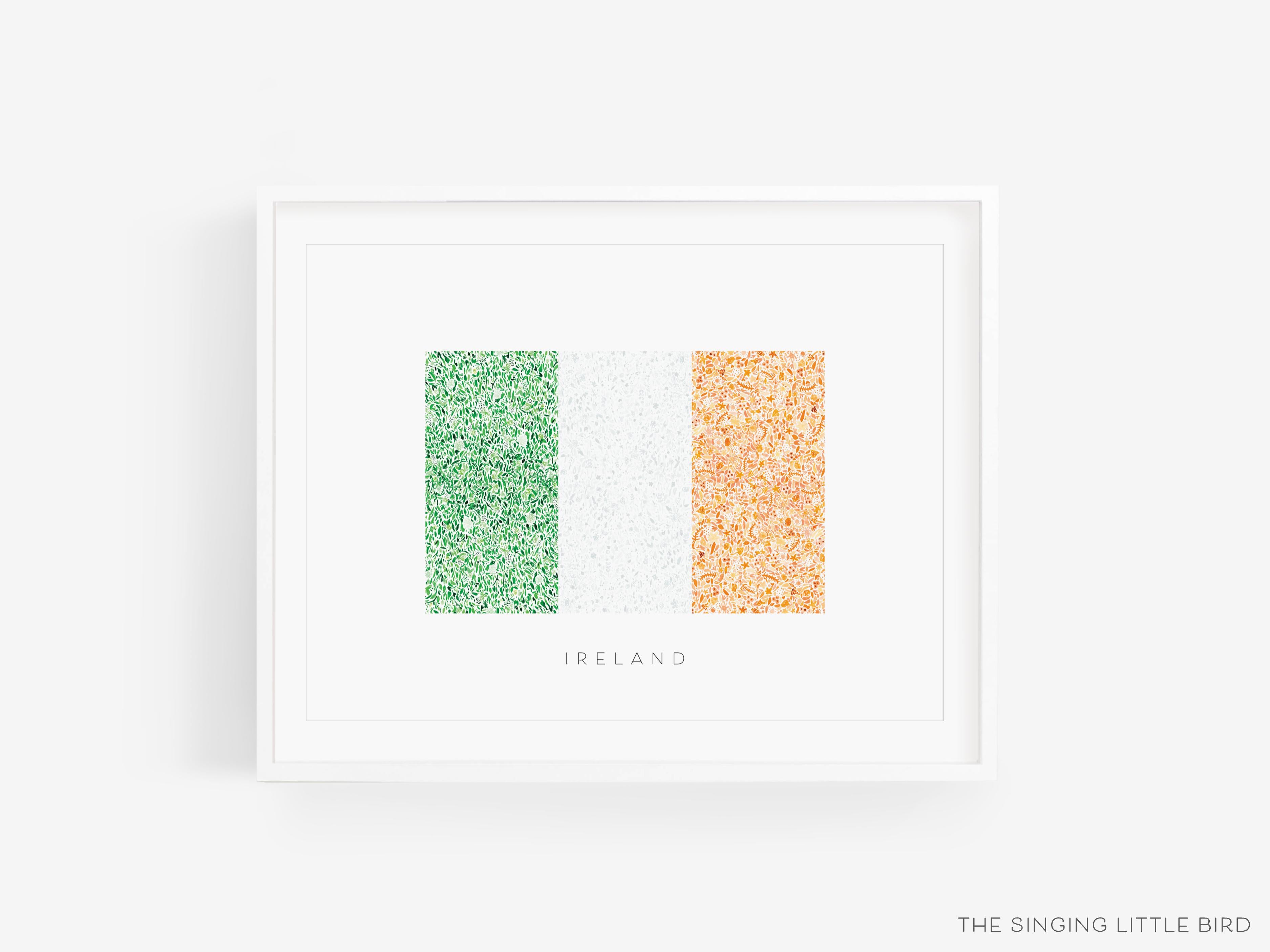 Irish Flag Ireland Art Print-This watercolor art print features our hand-painted Irish Flag, printed in the USA on 120lb high quality art paper. This makes a great gift or wall decor for the Irish lover in your life.-The Singing Little Bird