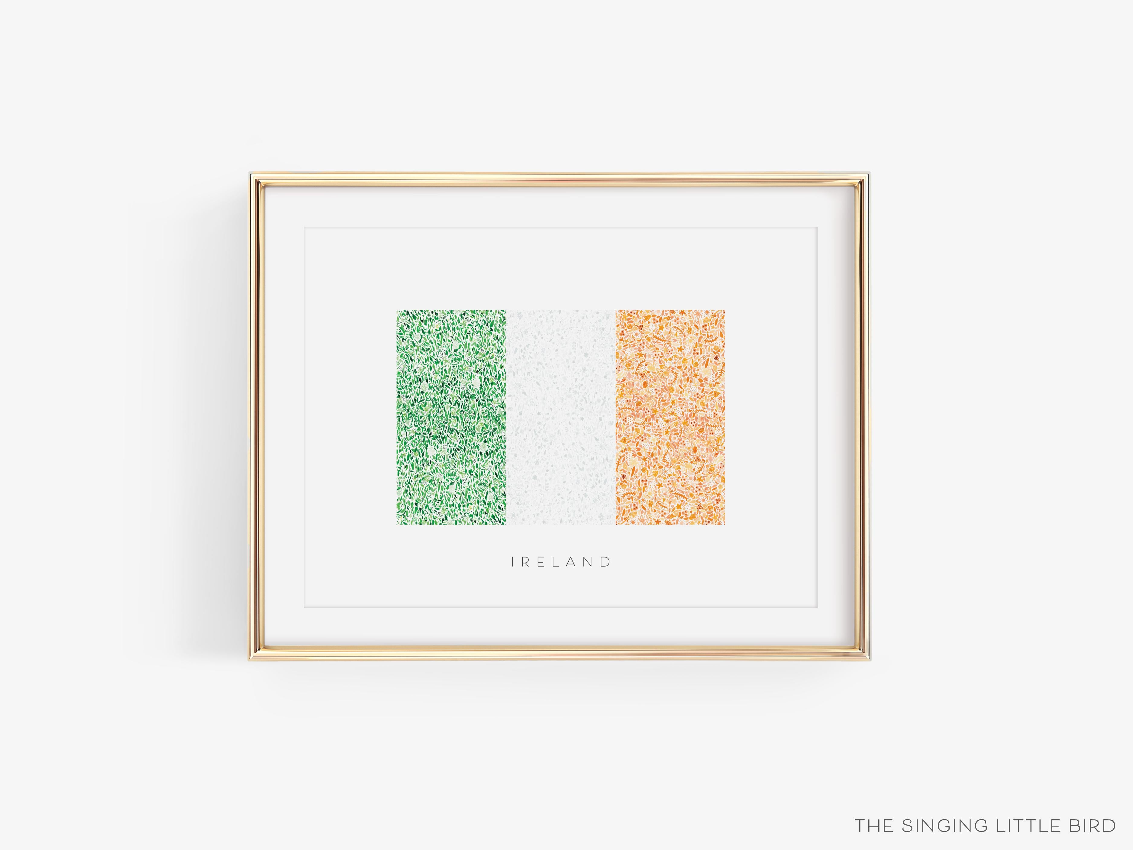 Irish Flag Ireland Art Print-This watercolor art print features our hand-painted Irish Flag, printed in the USA on 120lb high quality art paper. This makes a great gift or wall decor for the Irish lover in your life.-The Singing Little Bird