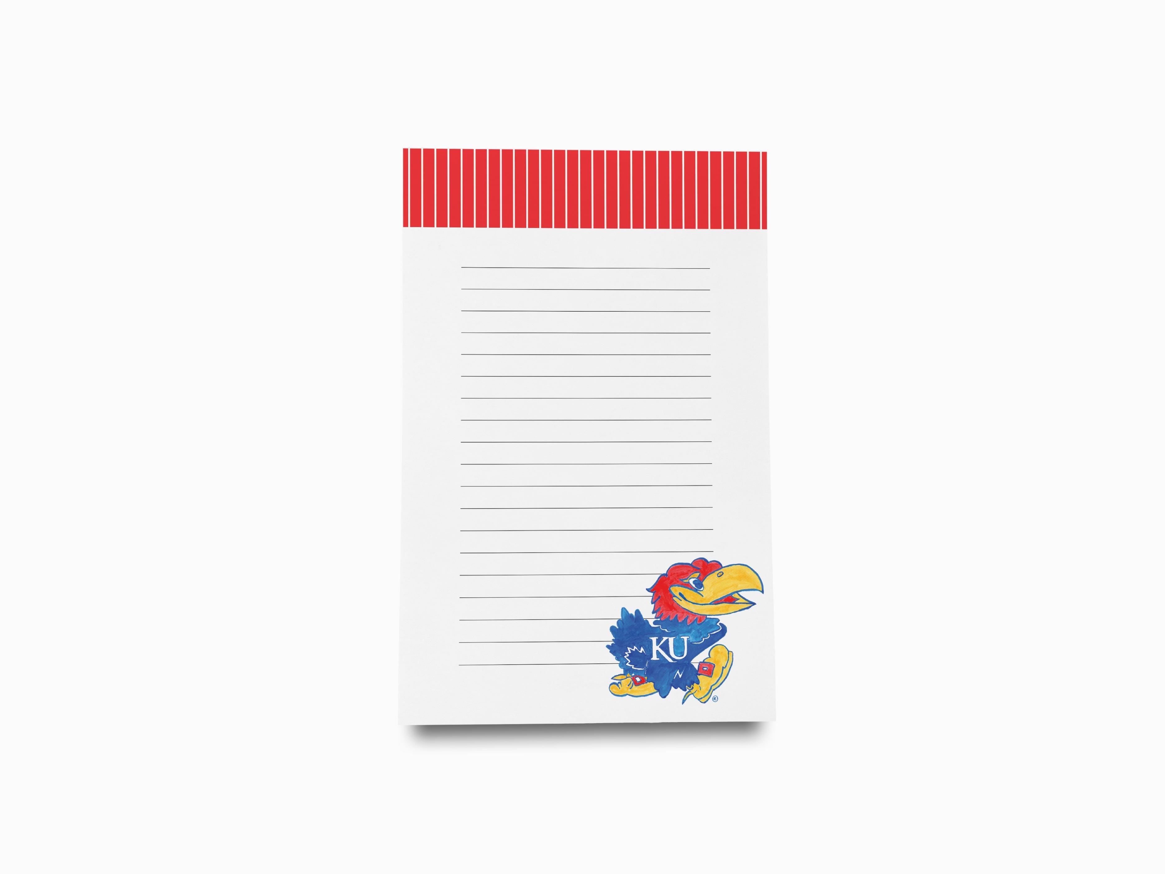 Kansas Jayhawk Notepad [Officially Licensed]-These notepads feature our hand-painted watercolor Jayhawk, printed in the USA on a beautiful smooth stock. You choose which size you want (or bundled together for a beautiful gift set) and makes a great gift for the checklist and University of Kansas lover in your life.-The Singing Little Bird
