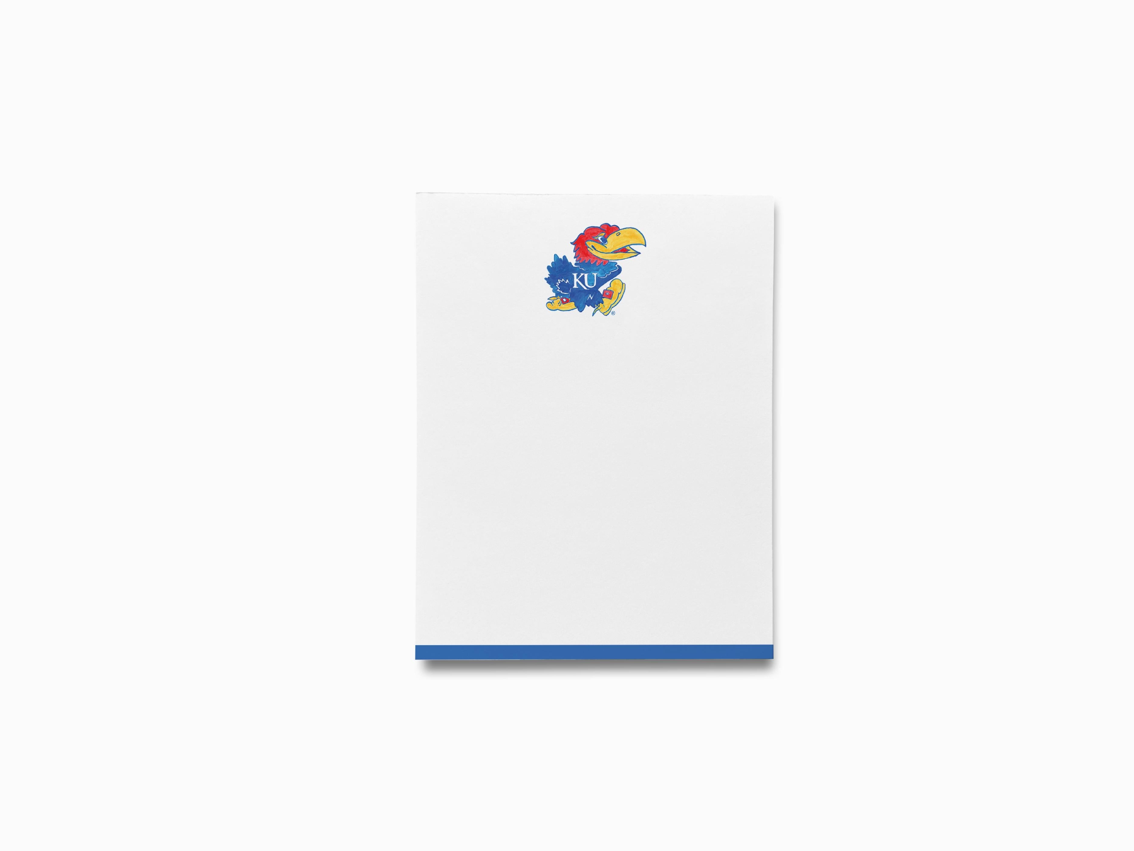 Kansas Jayhawk Notepad [Officially Licensed]-These notepads feature our hand-painted watercolor Jayhawk, printed in the USA on a beautiful smooth stock. You choose which size you want (or bundled together for a beautiful gift set) and makes a great gift for the checklist and University of Kansas lover in your life.-The Singing Little Bird