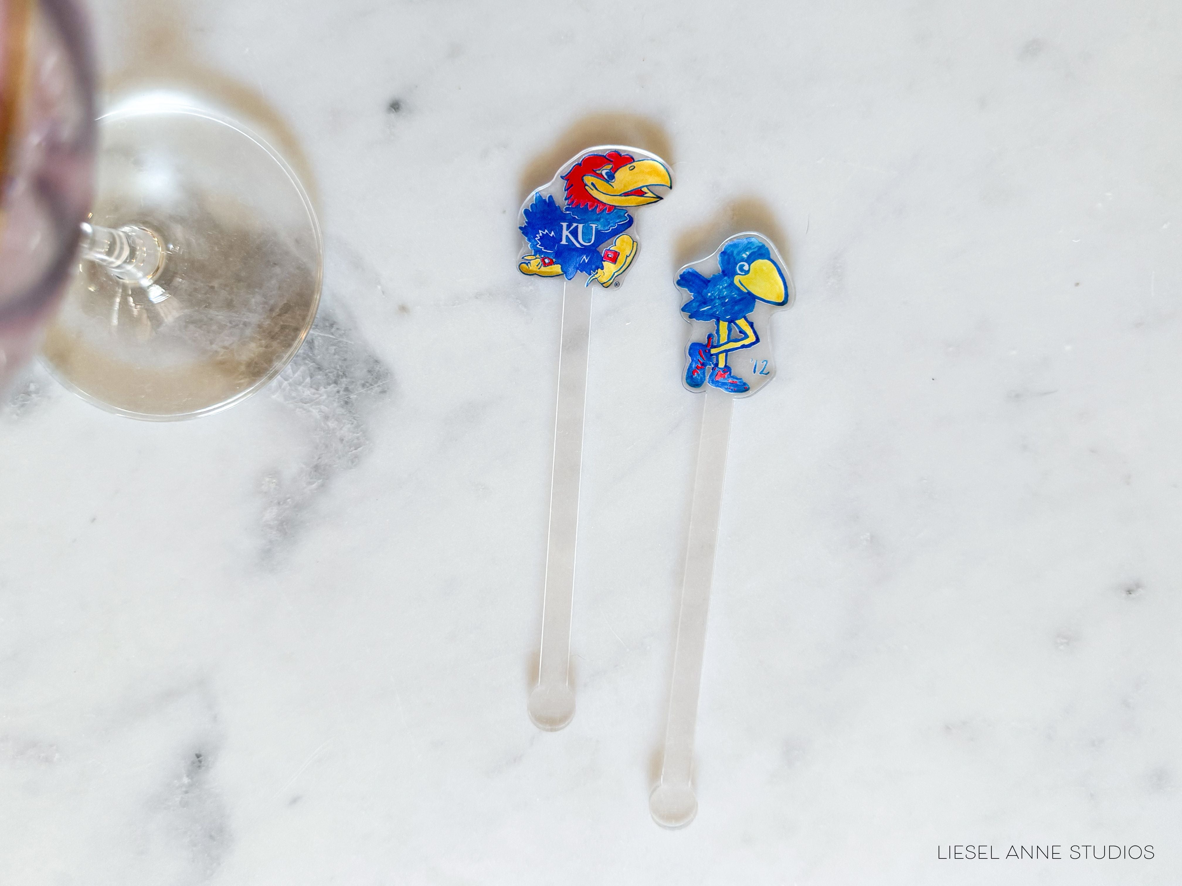 Kansas Jayhawks Acrylic Drink Stir Sticks | Officially Licensed-The Singing Little Bird